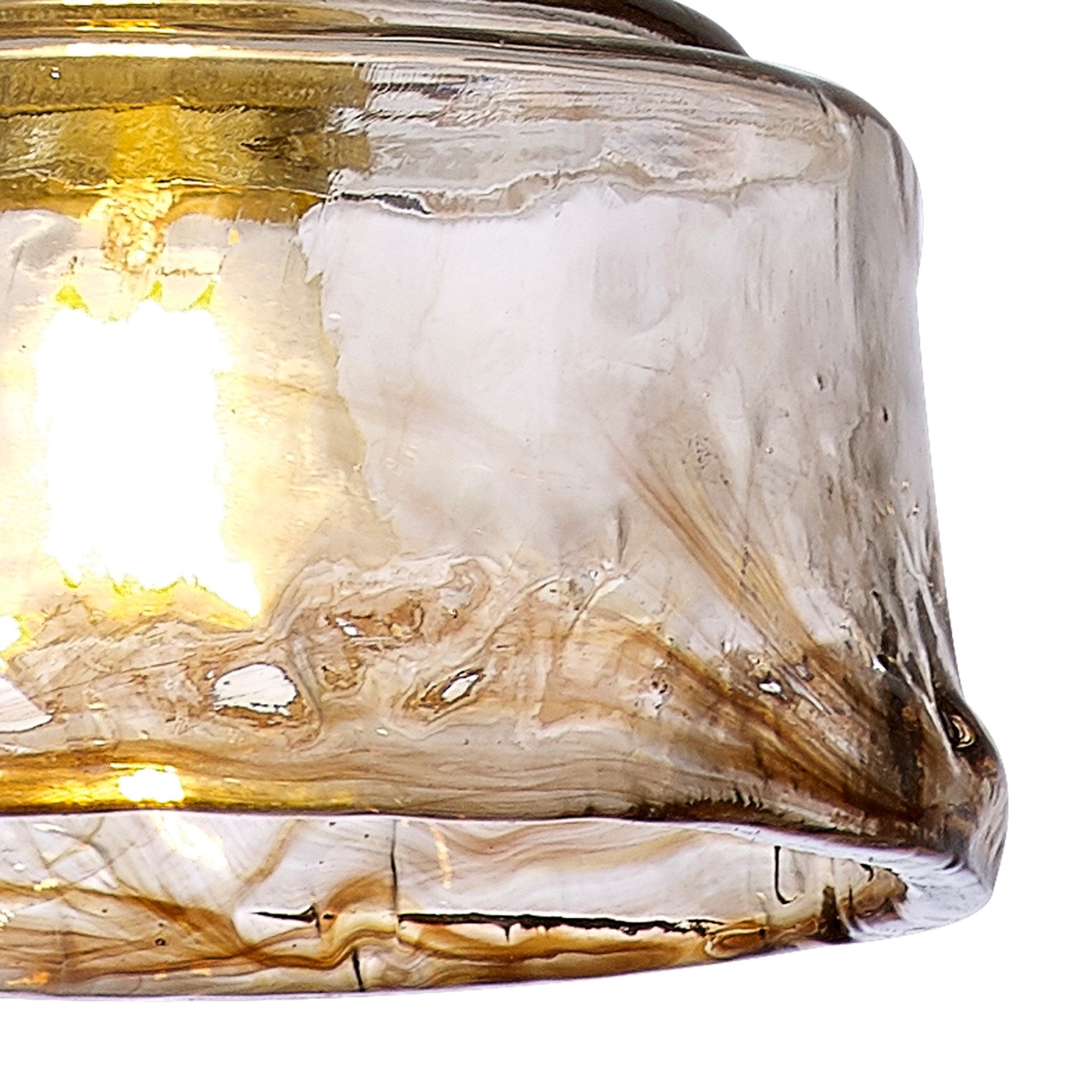 Fabula Merryhill Single Pendant - Brass, Pale Gold Twisted Cable & Brown Bowl Glass