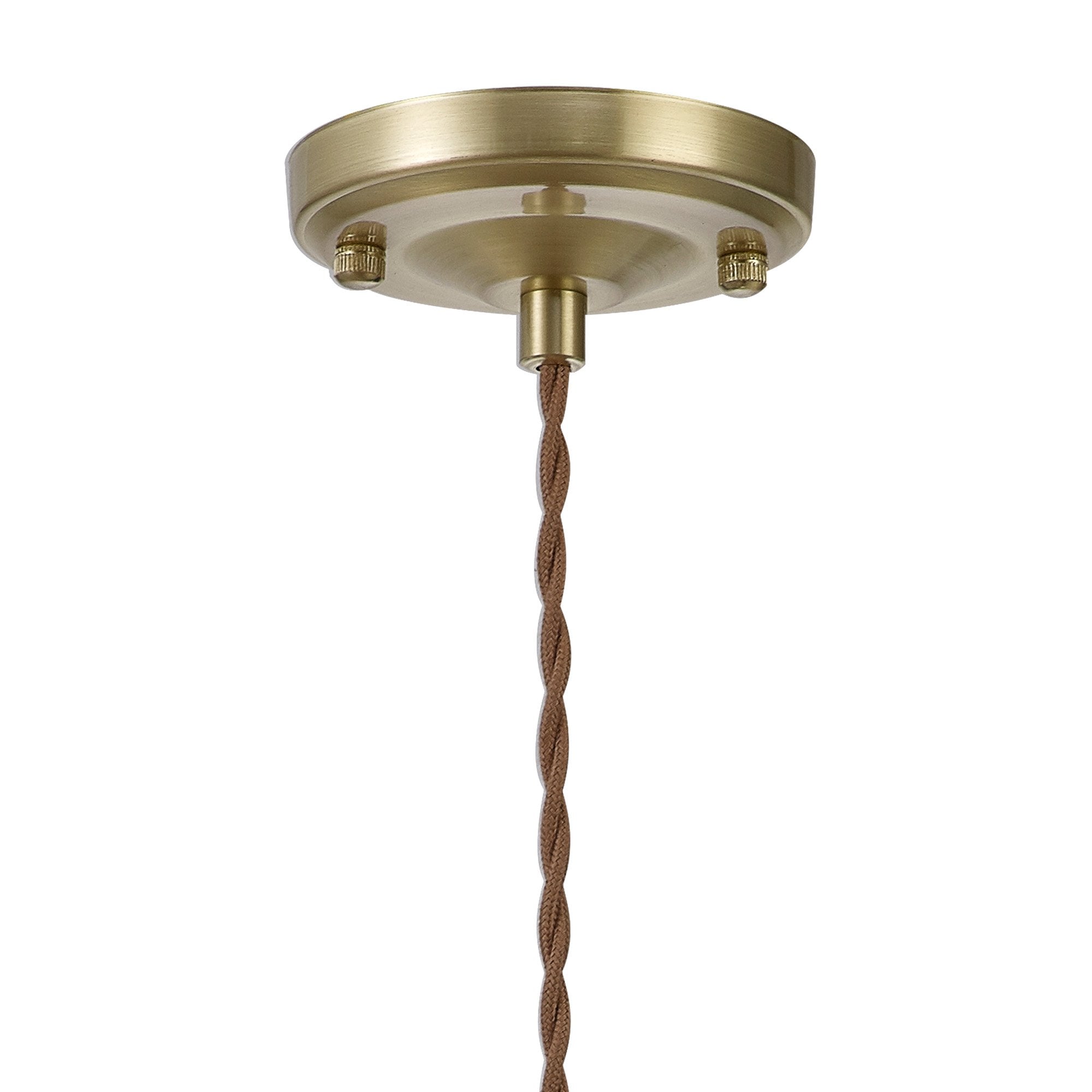 Fabula Merryhill Single Pendant - Brass, Pale Gold Twisted Cable & Brown Square Glass