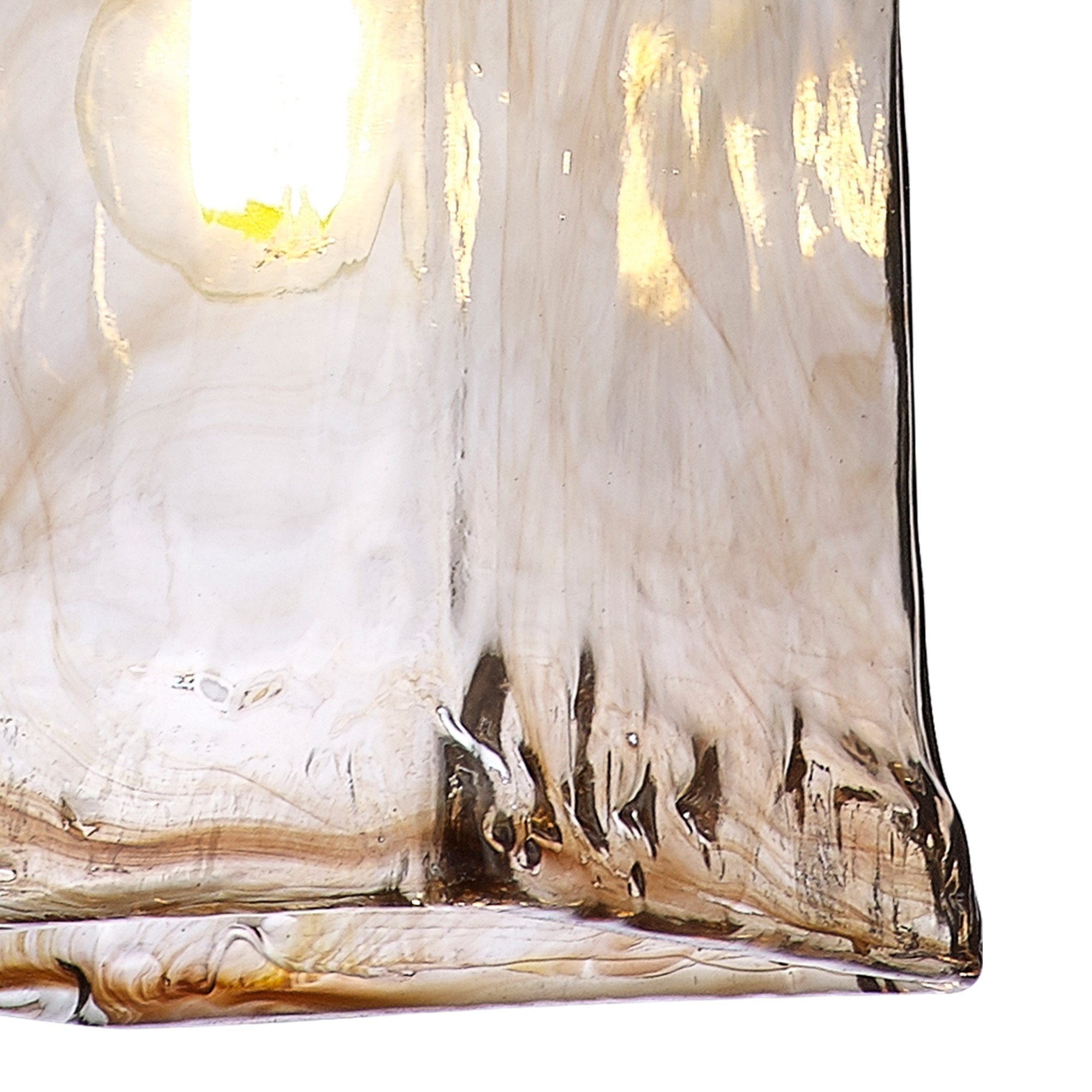 Fabula Merryhill Single Pendant - Brass, Pale Gold Twisted Cable & Brown Square Glass