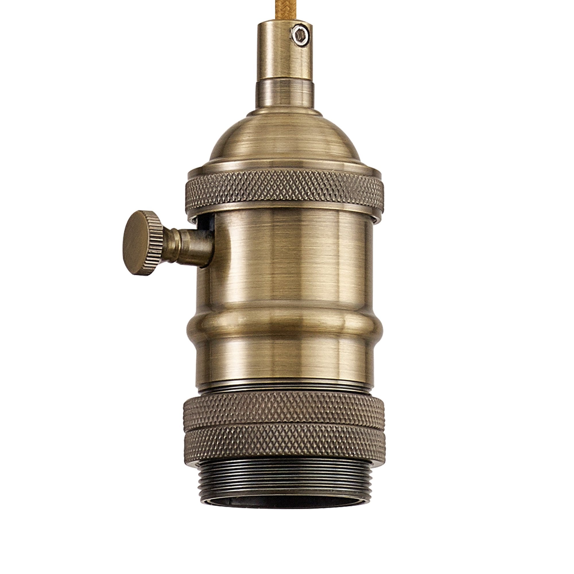 Fabula Merryhill Single Pendant Light Kit - Antique Brass & Golden Brown Twisted Cable - Frame Only