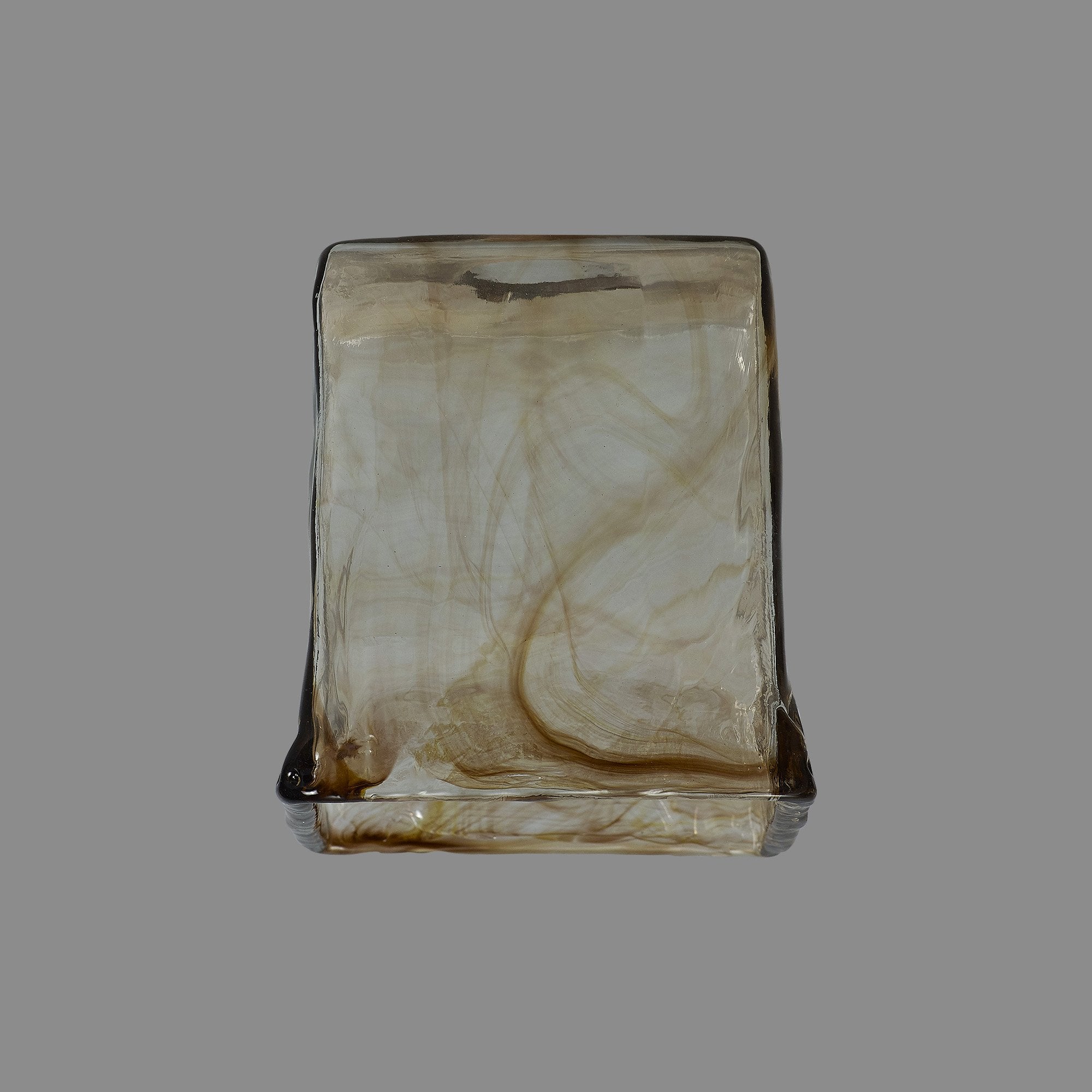 Fabula Merryhill Square Cloudy Glass Shade - Brown & Clear - Shade Only