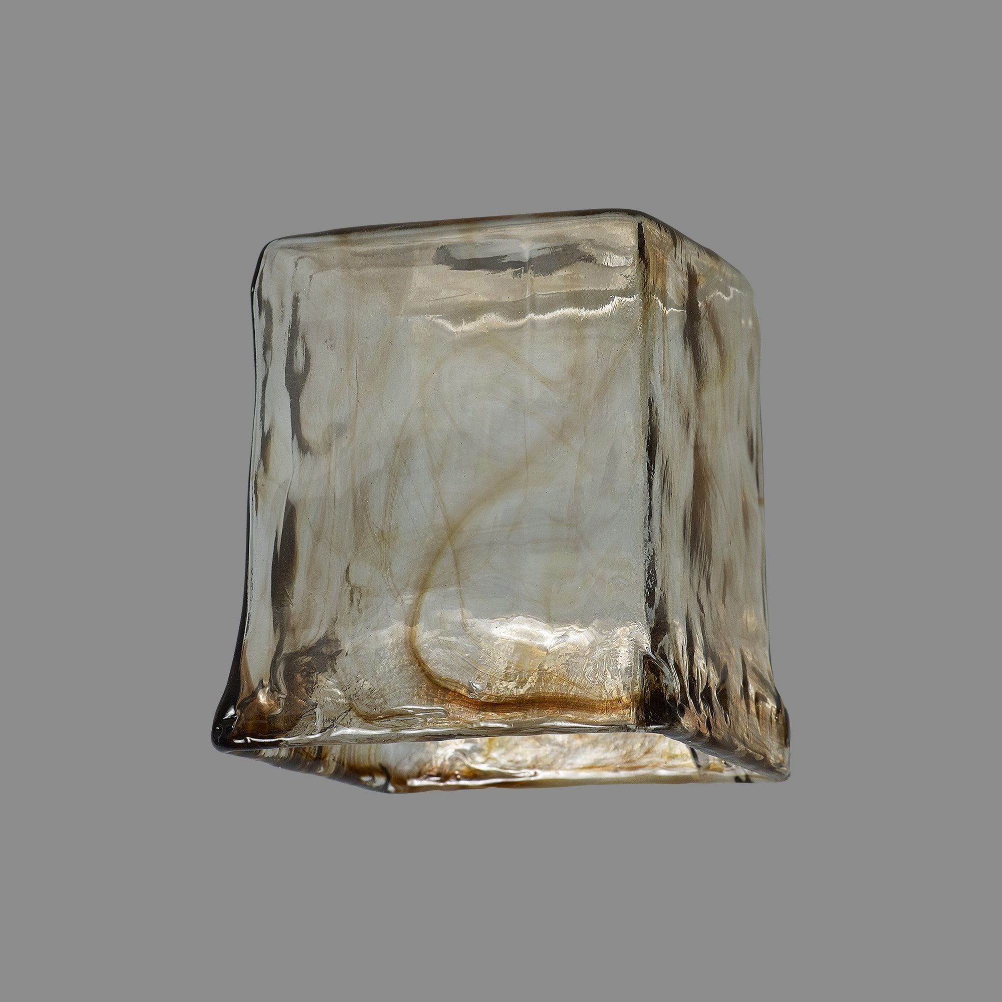 Fabula Merryhill Square Cloudy Glass Shade - Brown & Clear - Shade Only