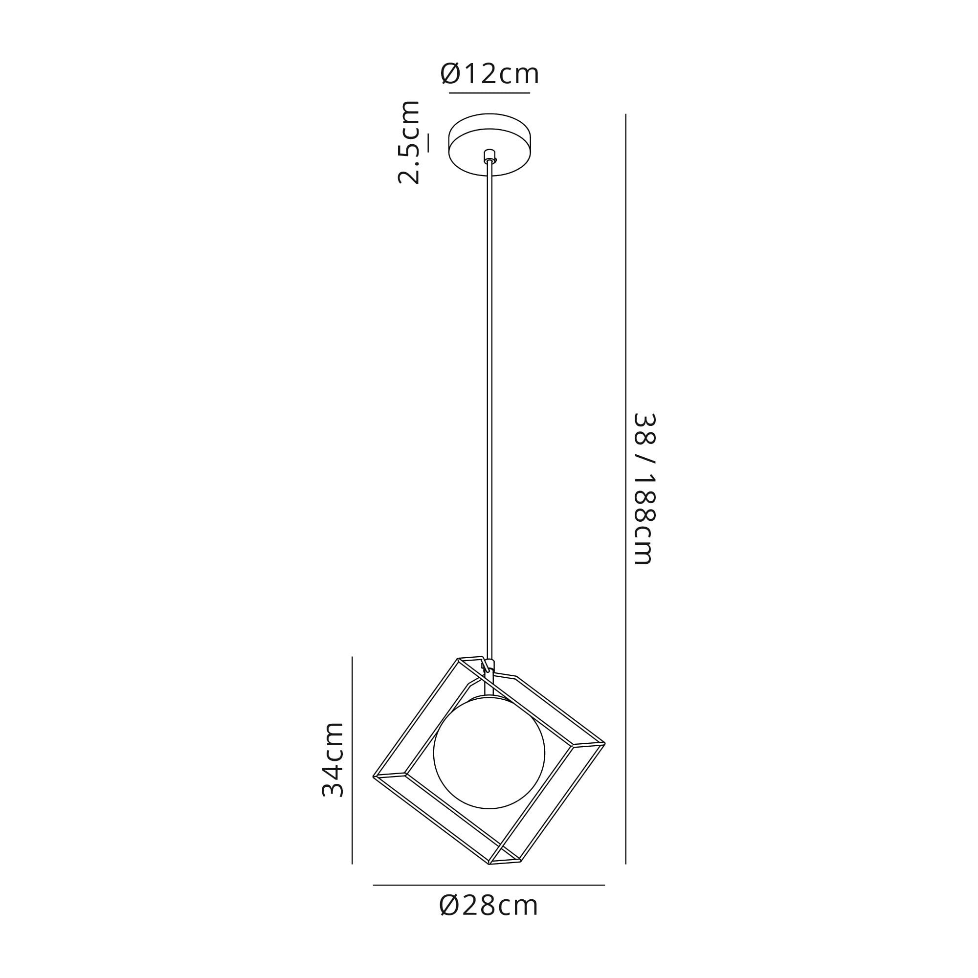 Fabula Newbury Single Adjustable Pendant - Matt Black & Painted Gold