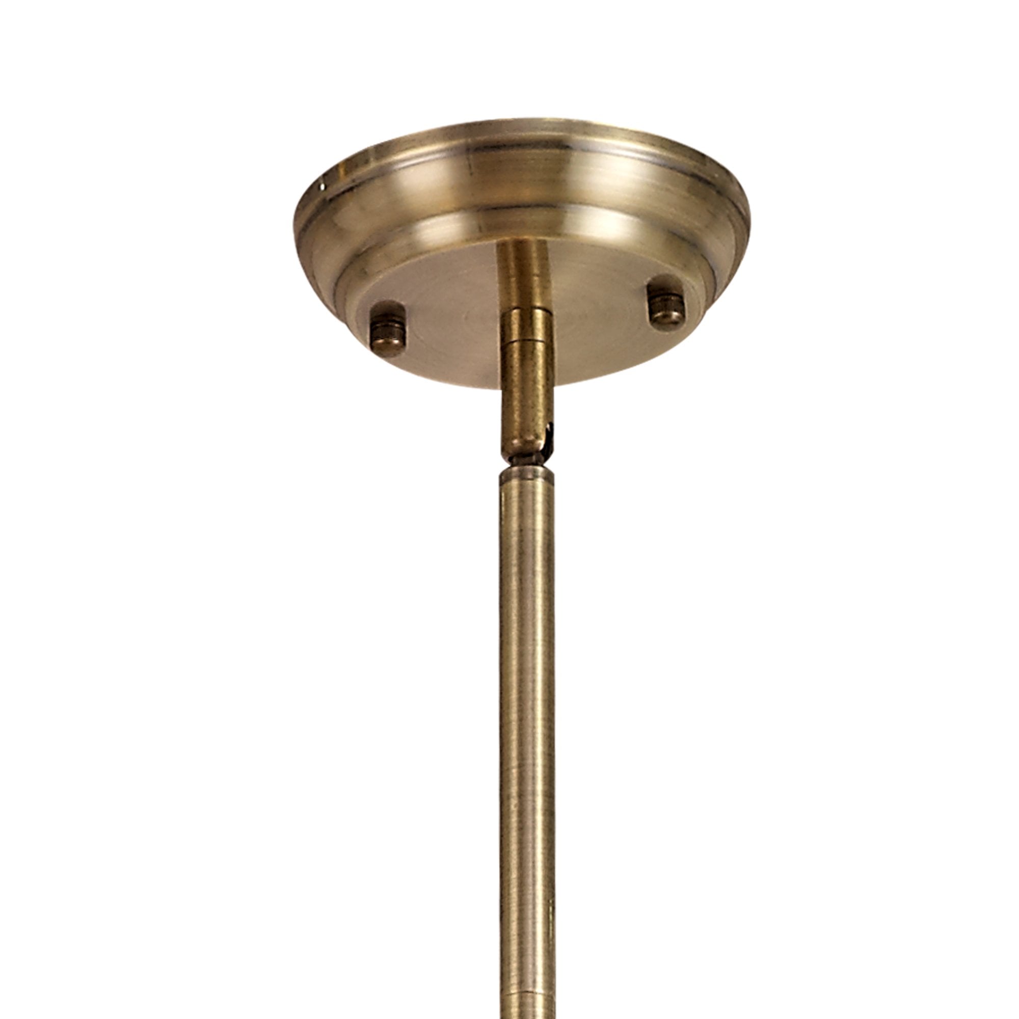 Fabula Newmans 3 Light Linear Pendant - 30cm Tiffany Shade - Antique Brass & Blue