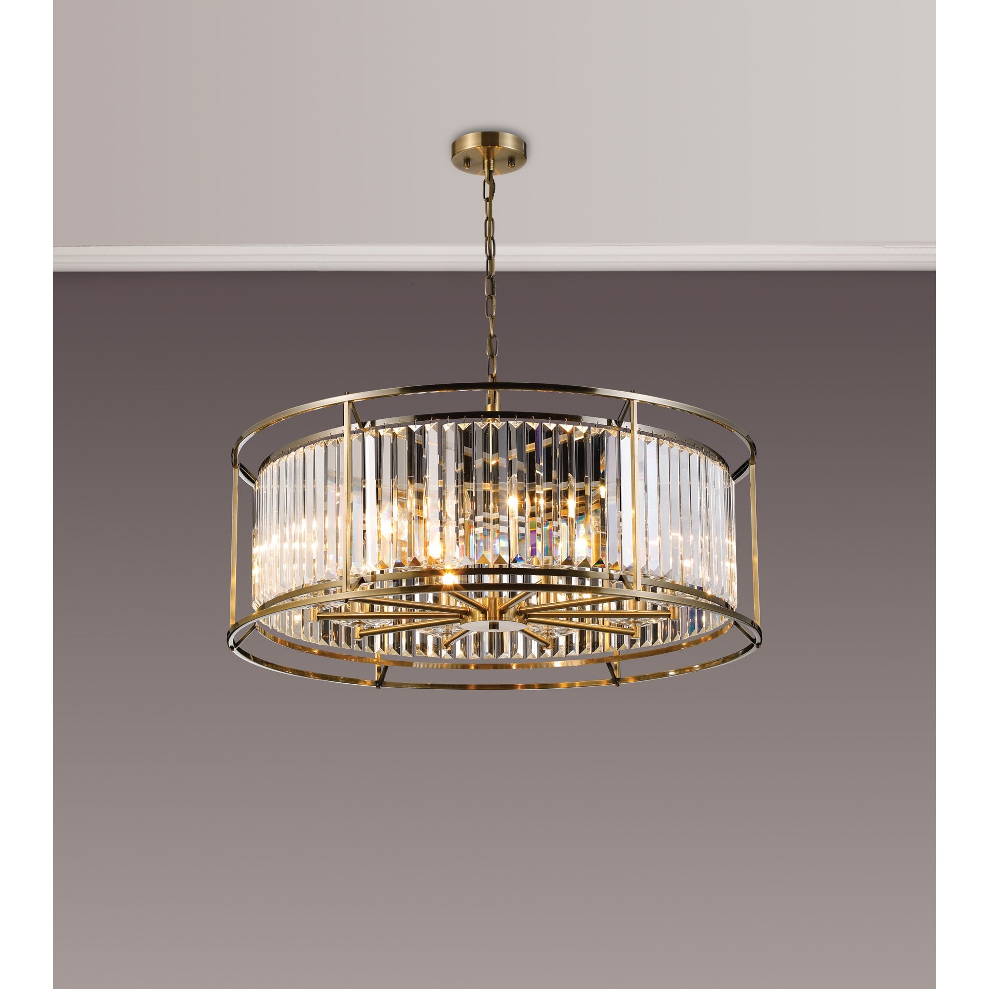 Fabula Oakhurst 10 Light Pendant - Antique Brass & Clear Glass
