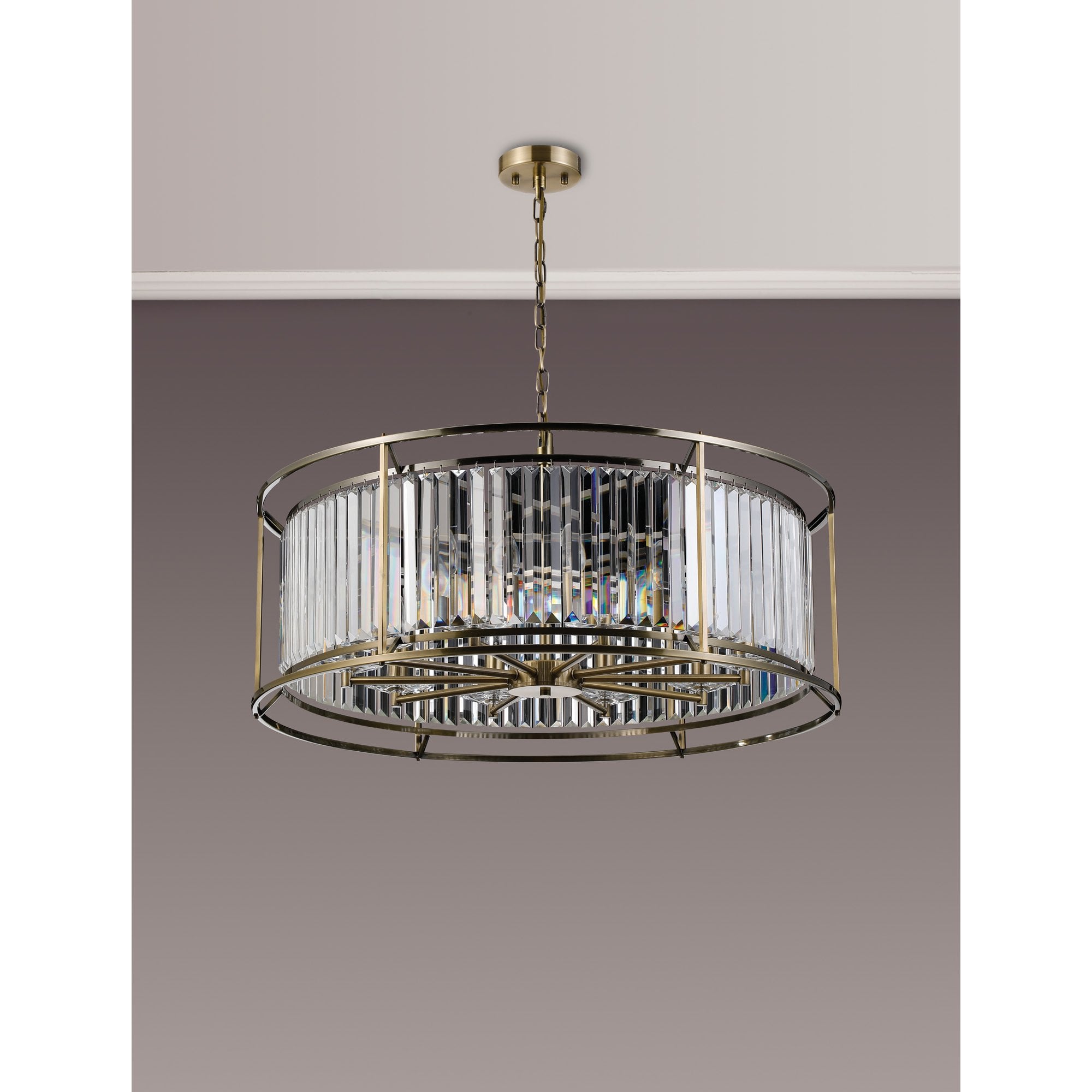 Fabula Oakhurst 10 Light Pendant - Antique Brass & Clear Glass