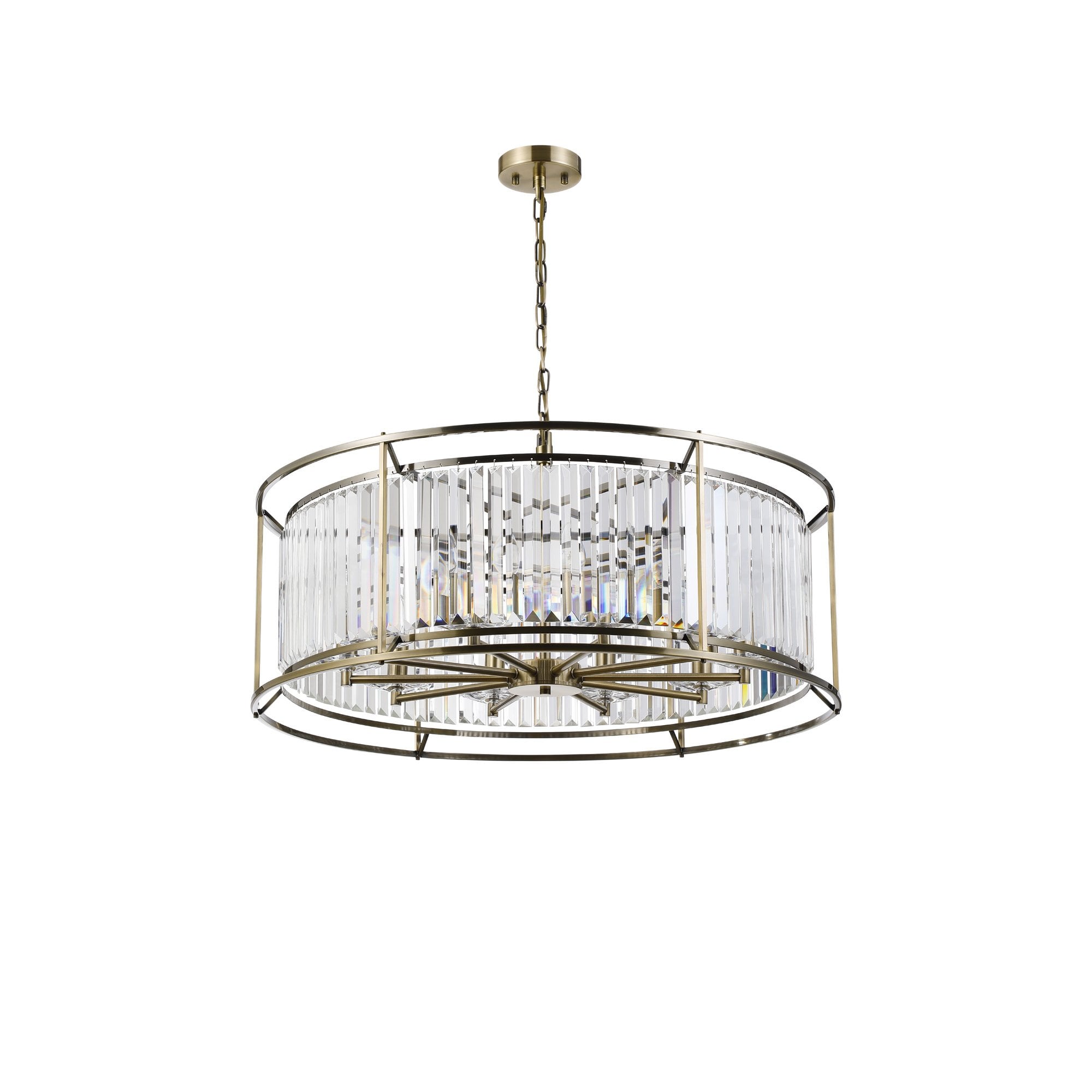 Fabula Oakhurst 10 Light Pendant - Antique Brass & Clear Glass