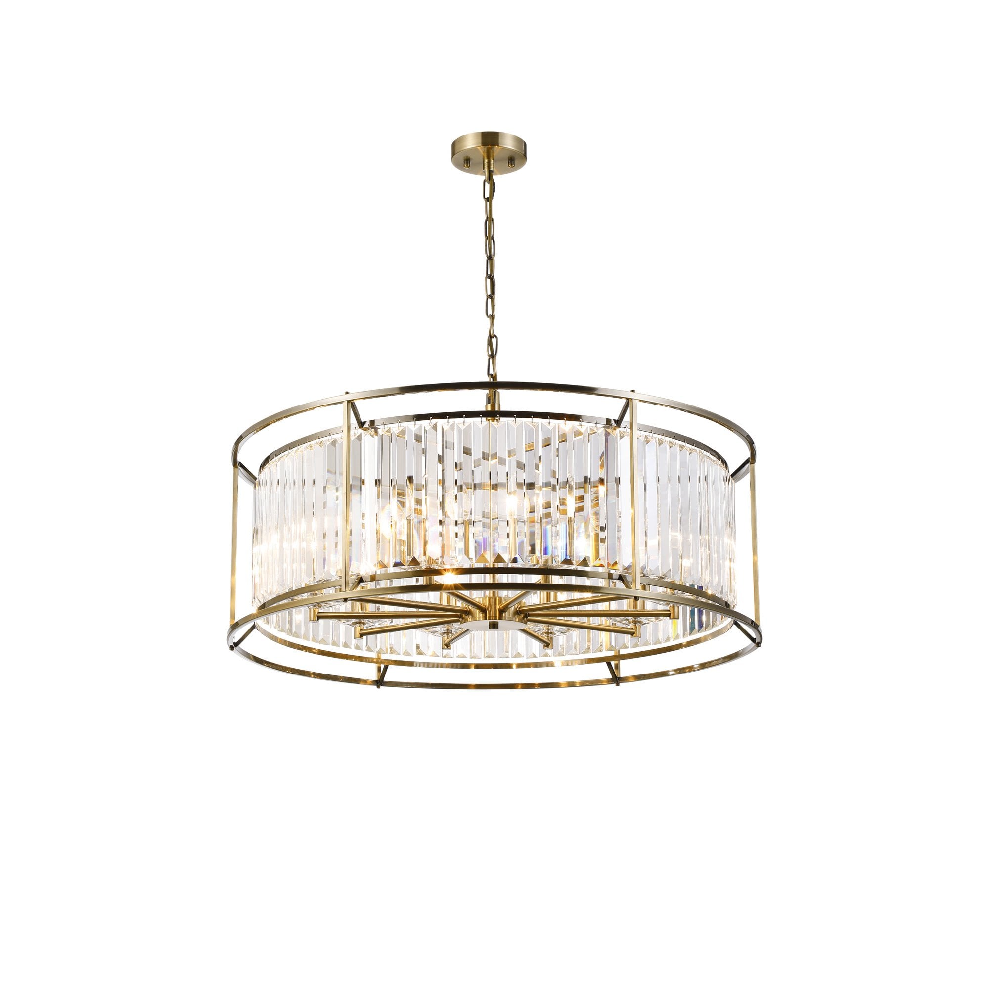 Fabula Oakhurst 10 Light Pendant - Antique Brass & Clear Glass