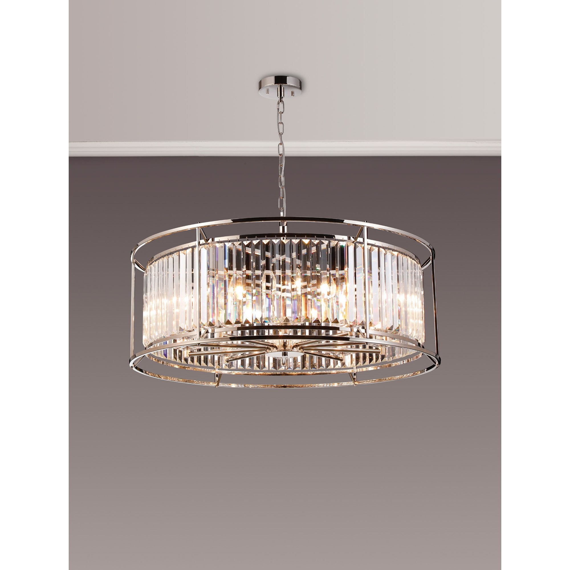 Fabula Oakhurst 10 Light Pendant - Polished Nickel & Clear Glass