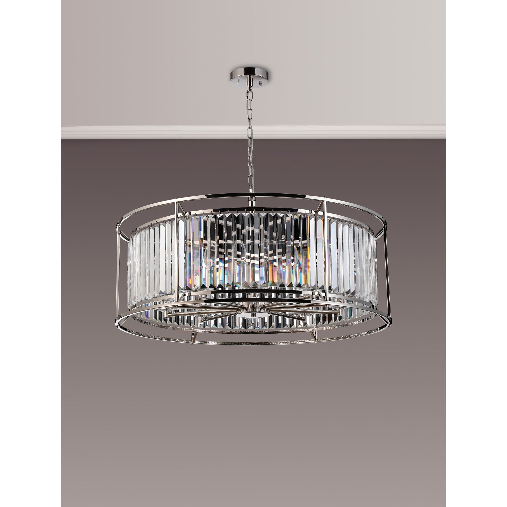 Fabula Oakhurst 10 Light Pendant - Polished Nickel & Clear Glass