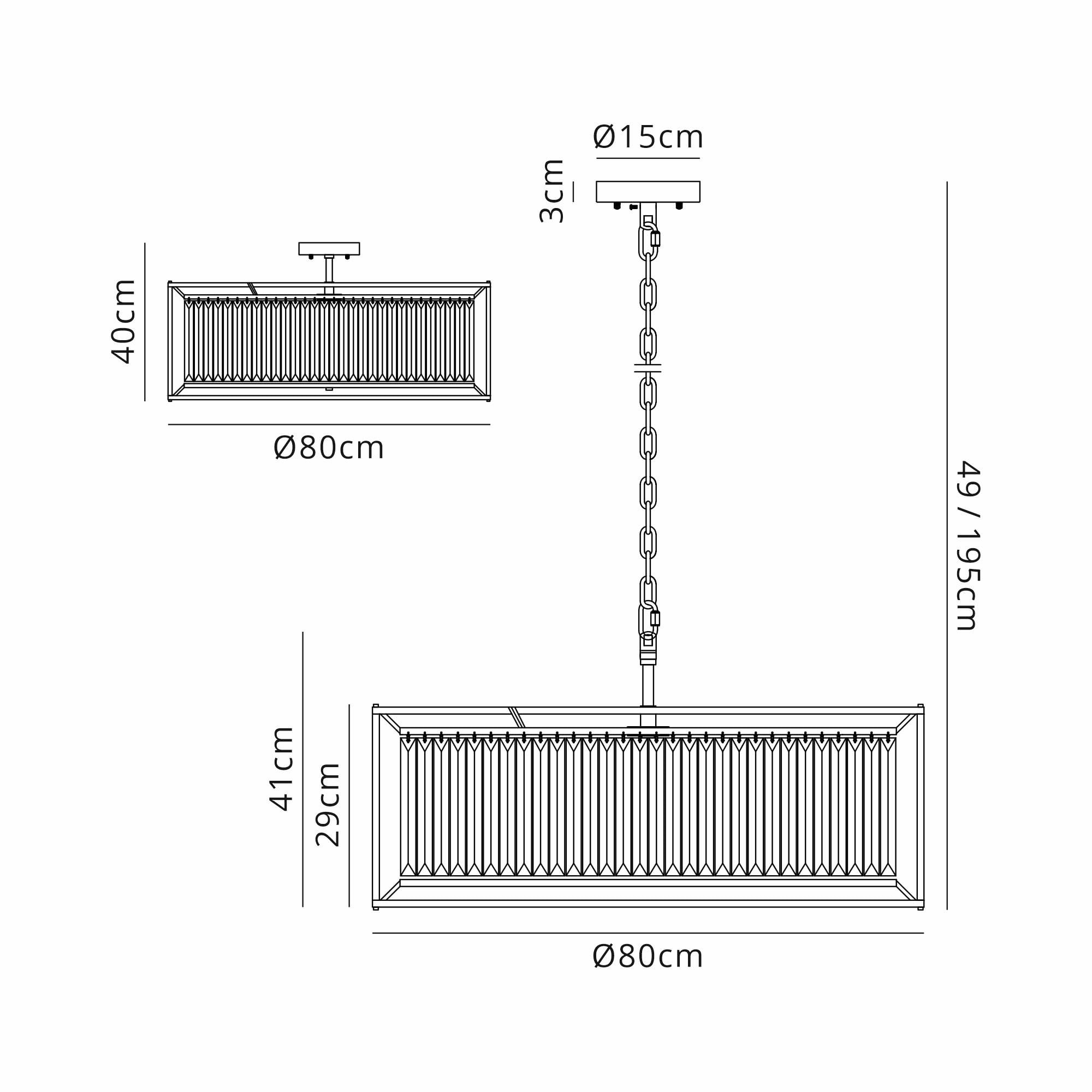 Fabula Oakhurst 10 Light Pendant - Satin Black & Clear Glass