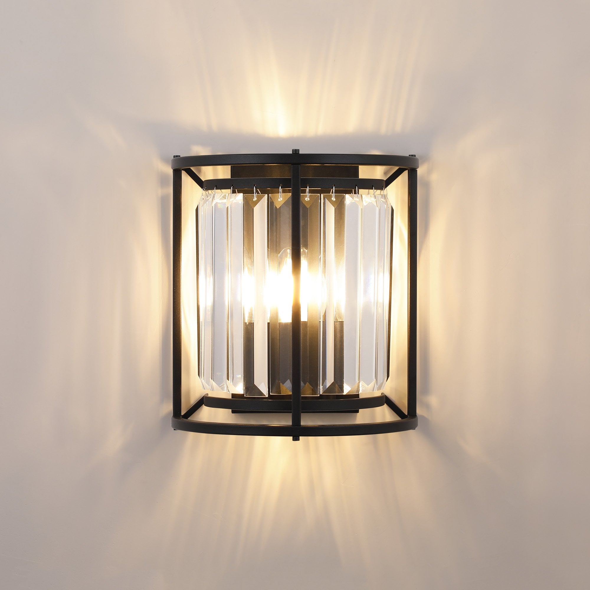 Fabula Oakhurst 2 Light Wall Lamp - Satin Black & Clear Glass