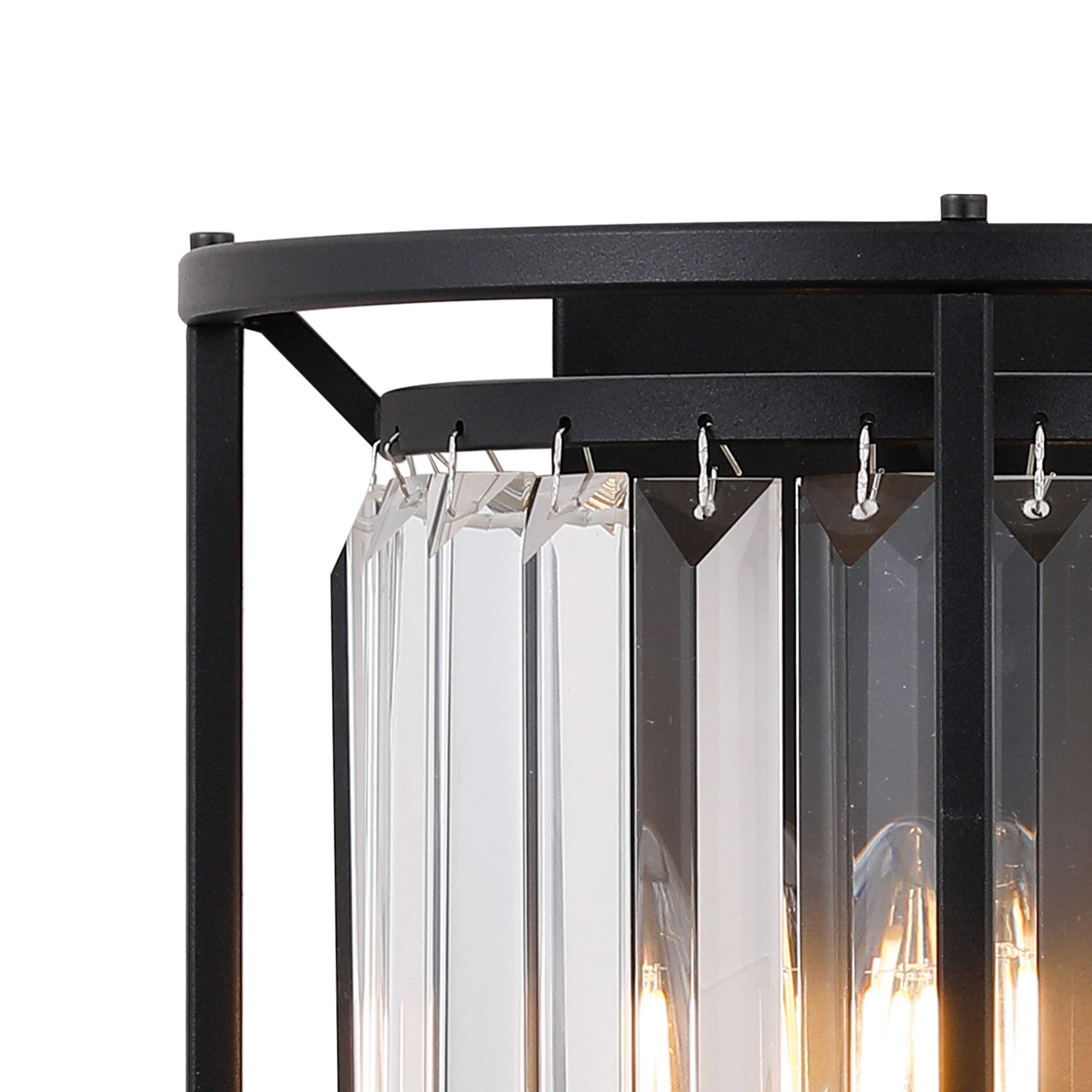 Fabula Oakhurst 2 Light Wall Lamp - Satin Black & Clear Glass
