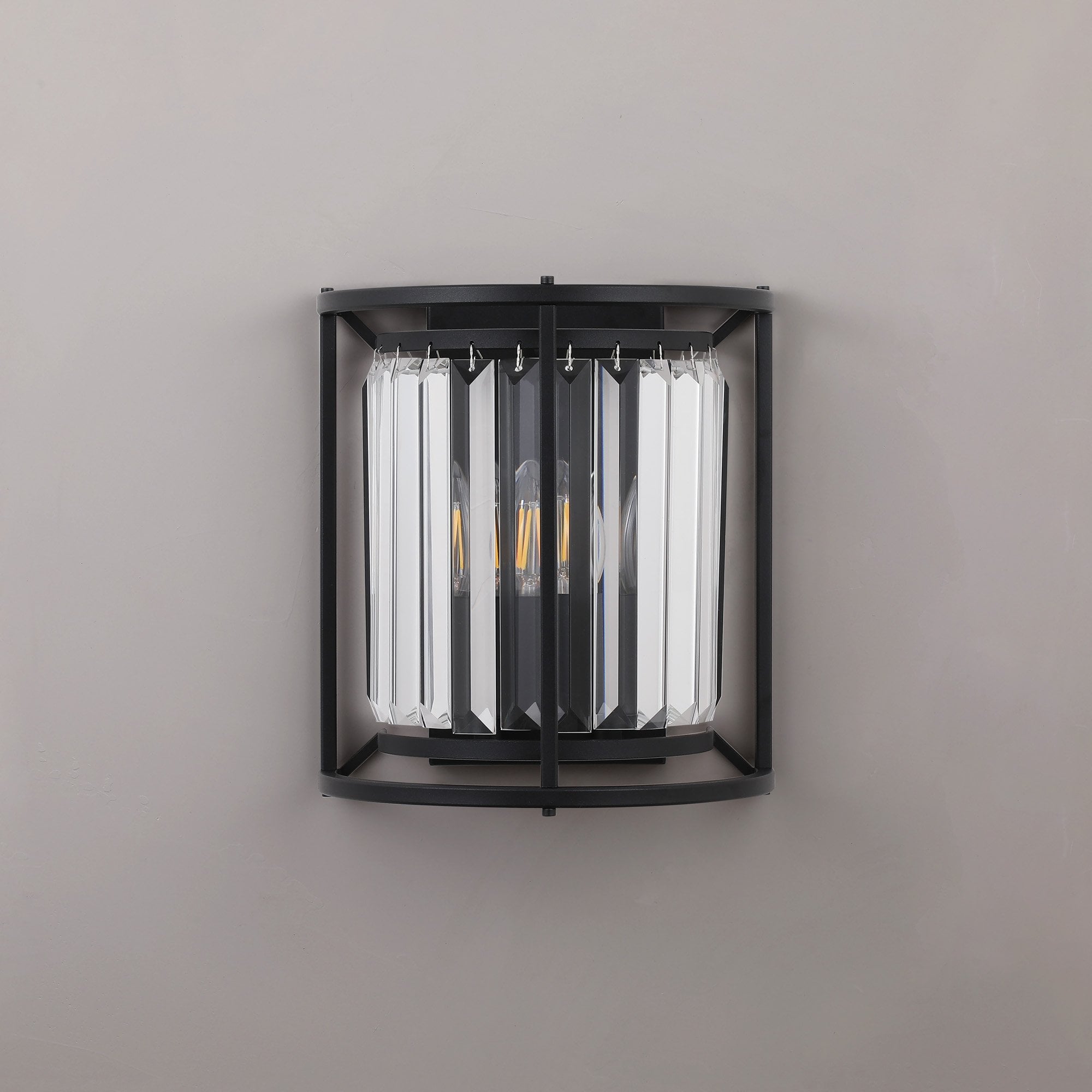 Fabula Oakhurst 2 Light Wall Lamp - Satin Black & Clear Glass
