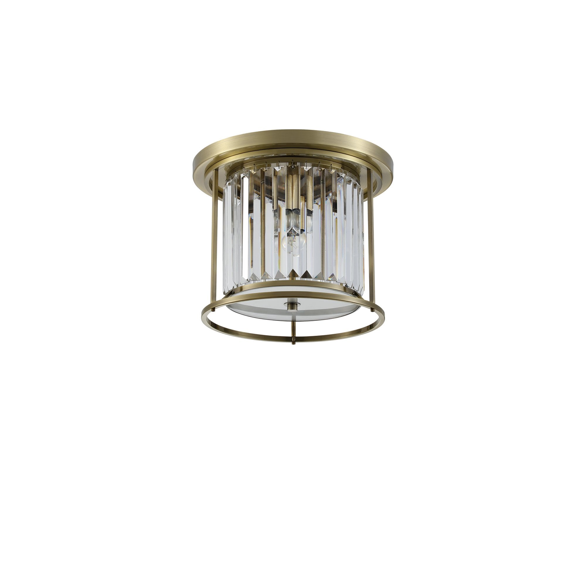 Fabula Oakhurst 3 Light Flush Light - Antique Brass & Clear Glass
