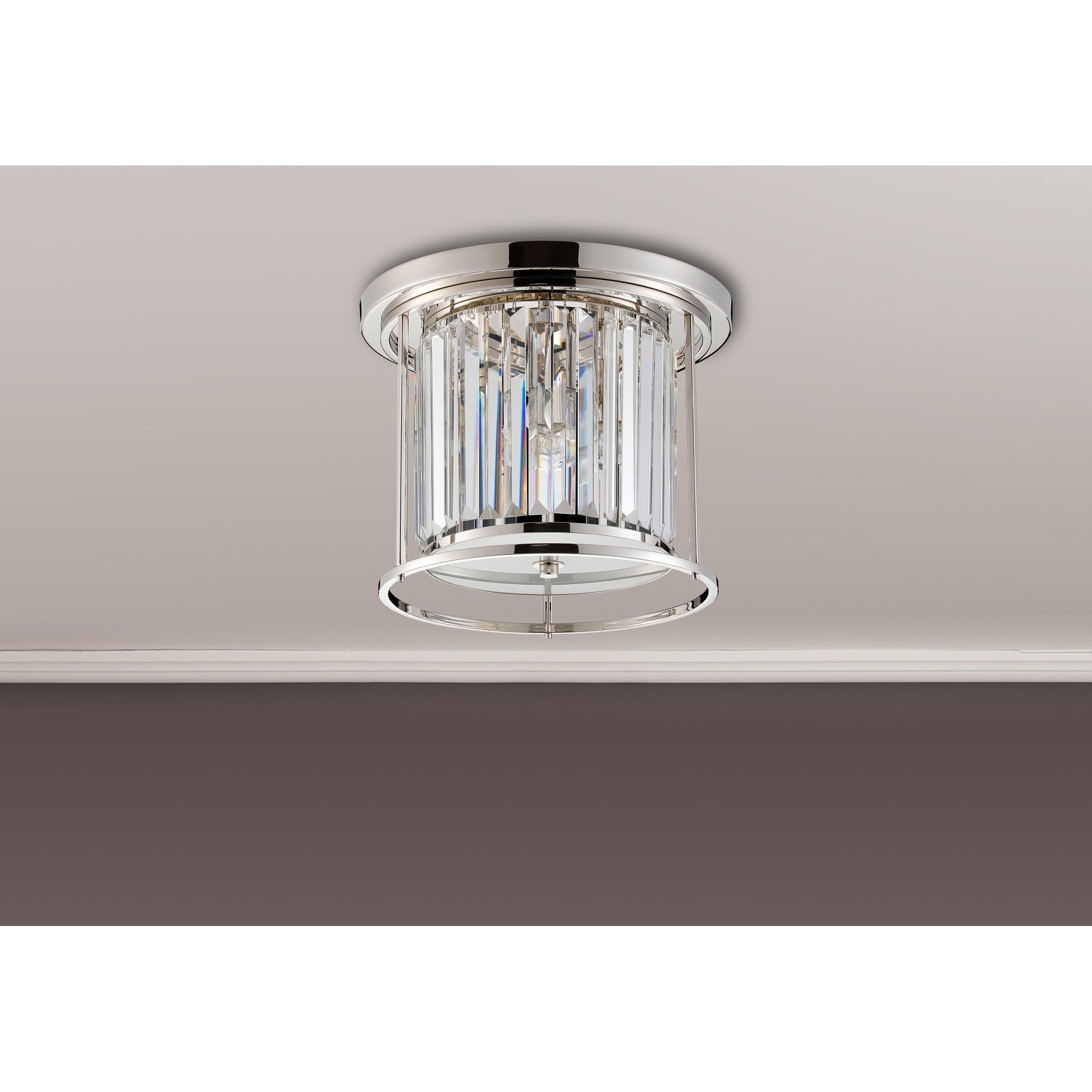 Fabula Oakhurst 3 Light Flush Light - Polished Nickel & Clear Glass
