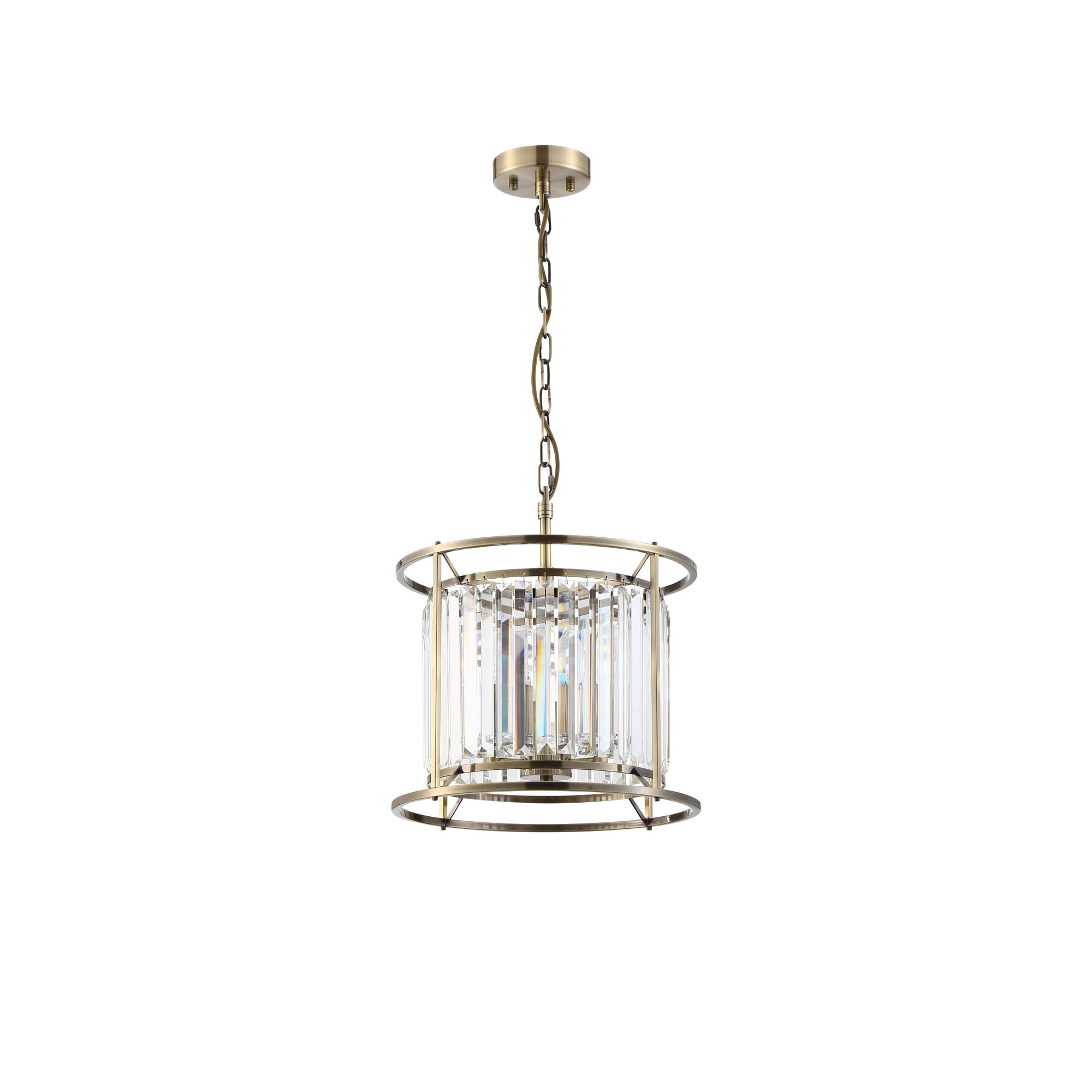 Fabula Oakhurst 3 Light Pendant/Semi-Flush Light - Antique Brass & Clear Glass