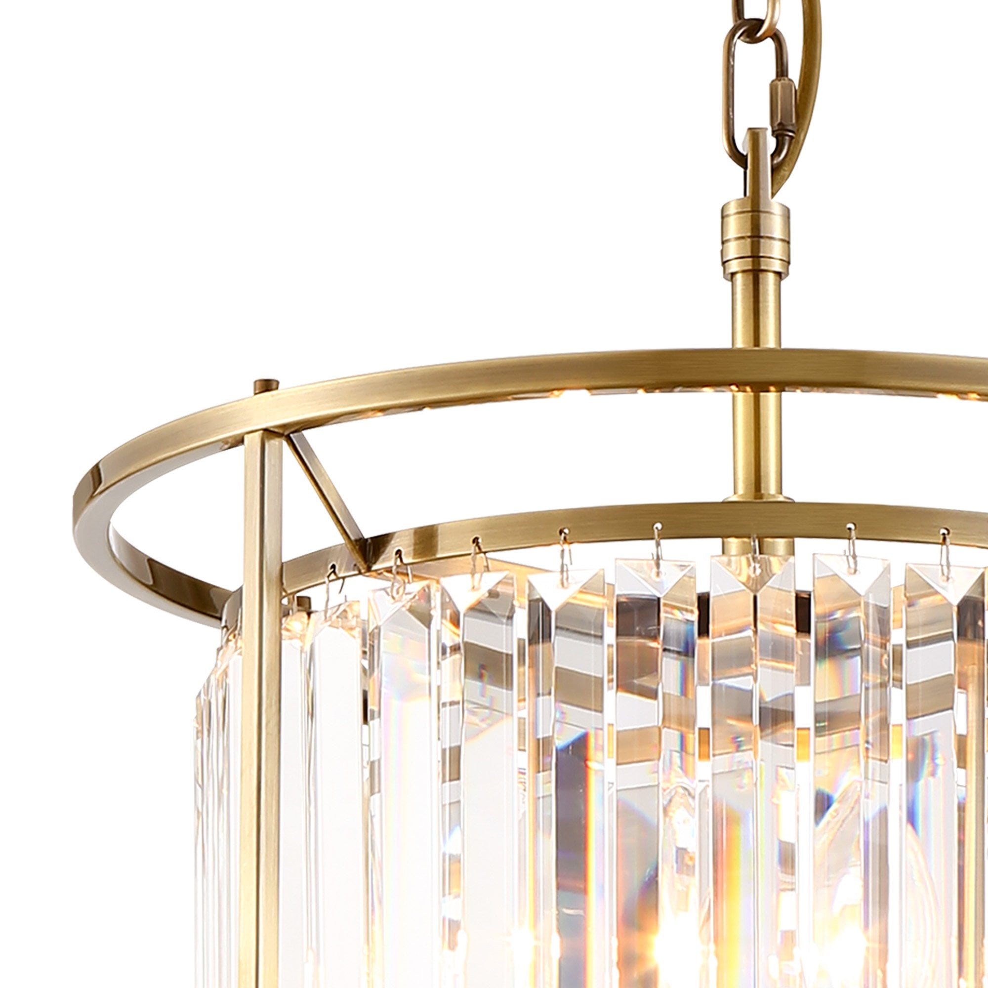 Fabula Oakhurst 3 Light Pendant/Semi-Flush Light - Antique Brass & Clear Glass