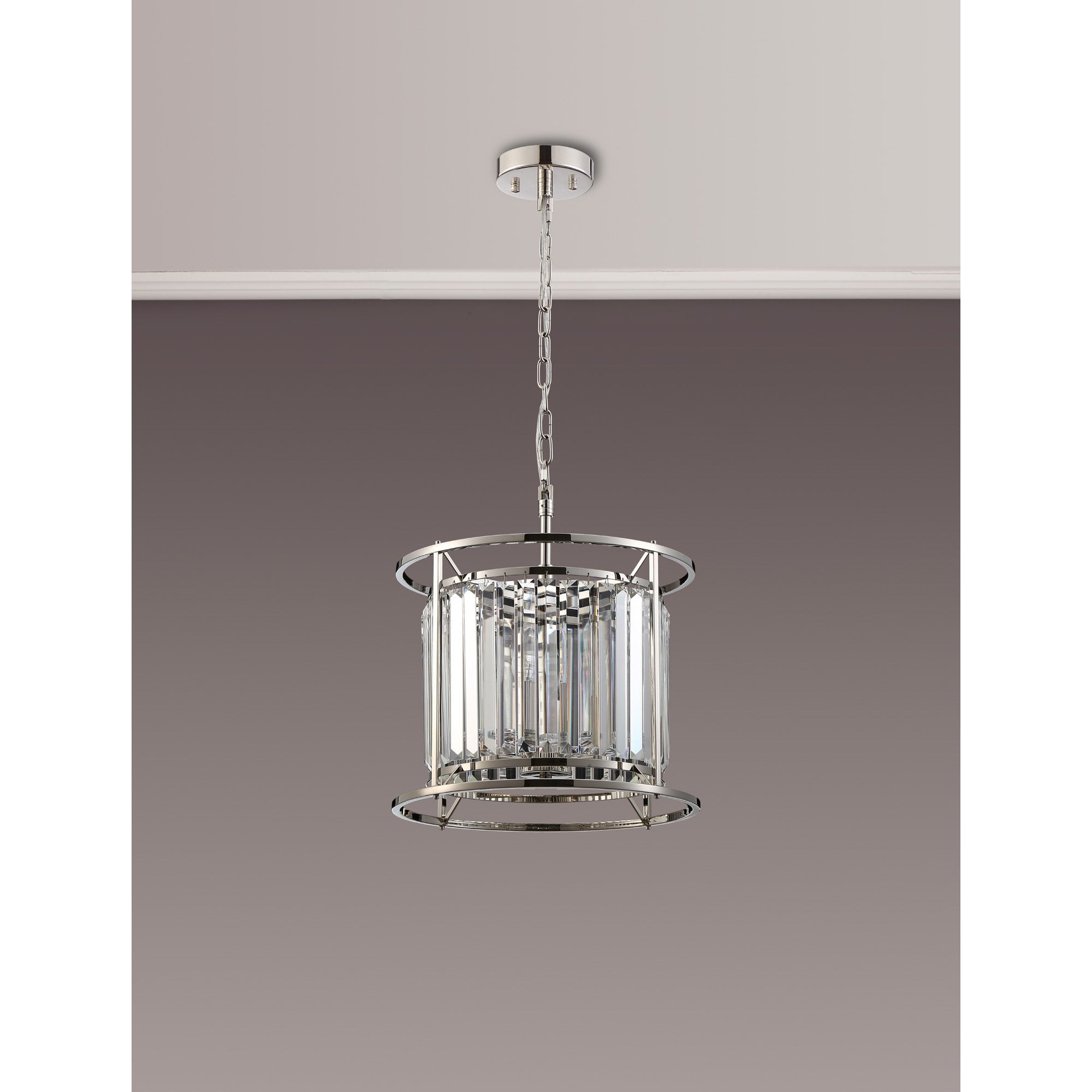 Fabula Oakhurst 3 Light Pendant/Semi-Flush Light - Polished Nickel & Clear Glass
