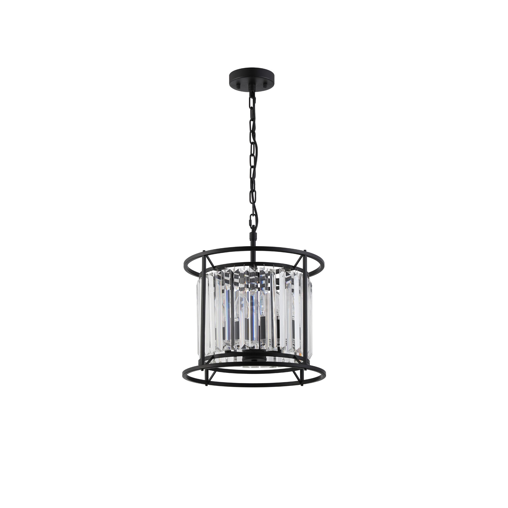 Fabula Oakhurst 3 Light Pendant/Semi-Flush Light - Satin Black & Clear Glass