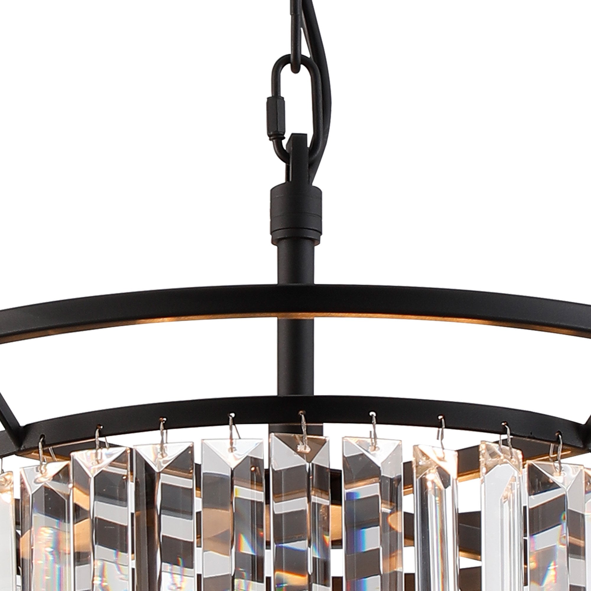 Fabula Oakhurst 3 Light Pendant/Semi-Flush Light - Satin Black & Clear Glass