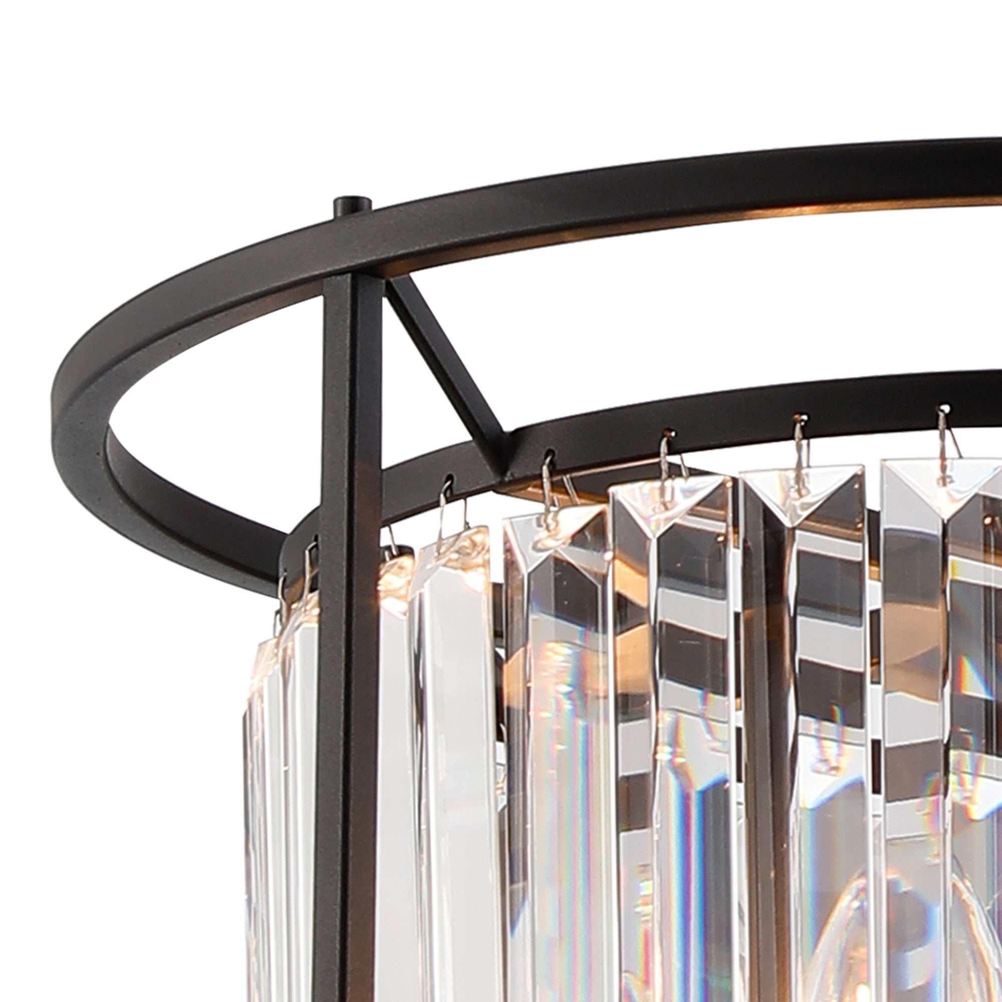 Fabula Oakhurst 3 Light Pendant/Semi-Flush Light - Satin Black & Clear Glass