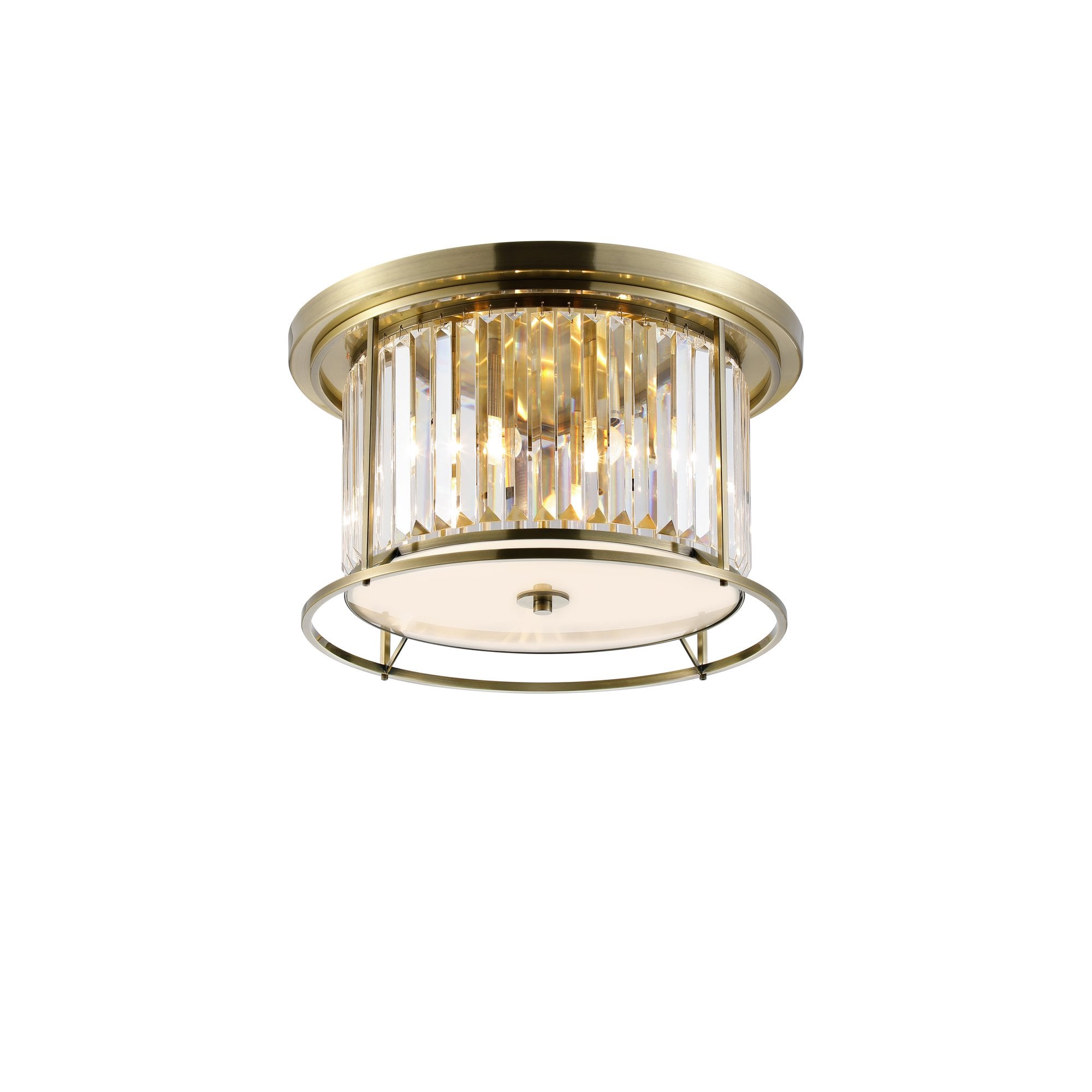 Fabula Oakhurst 4 Light Flush Light - Antique Brass & Clear Glass