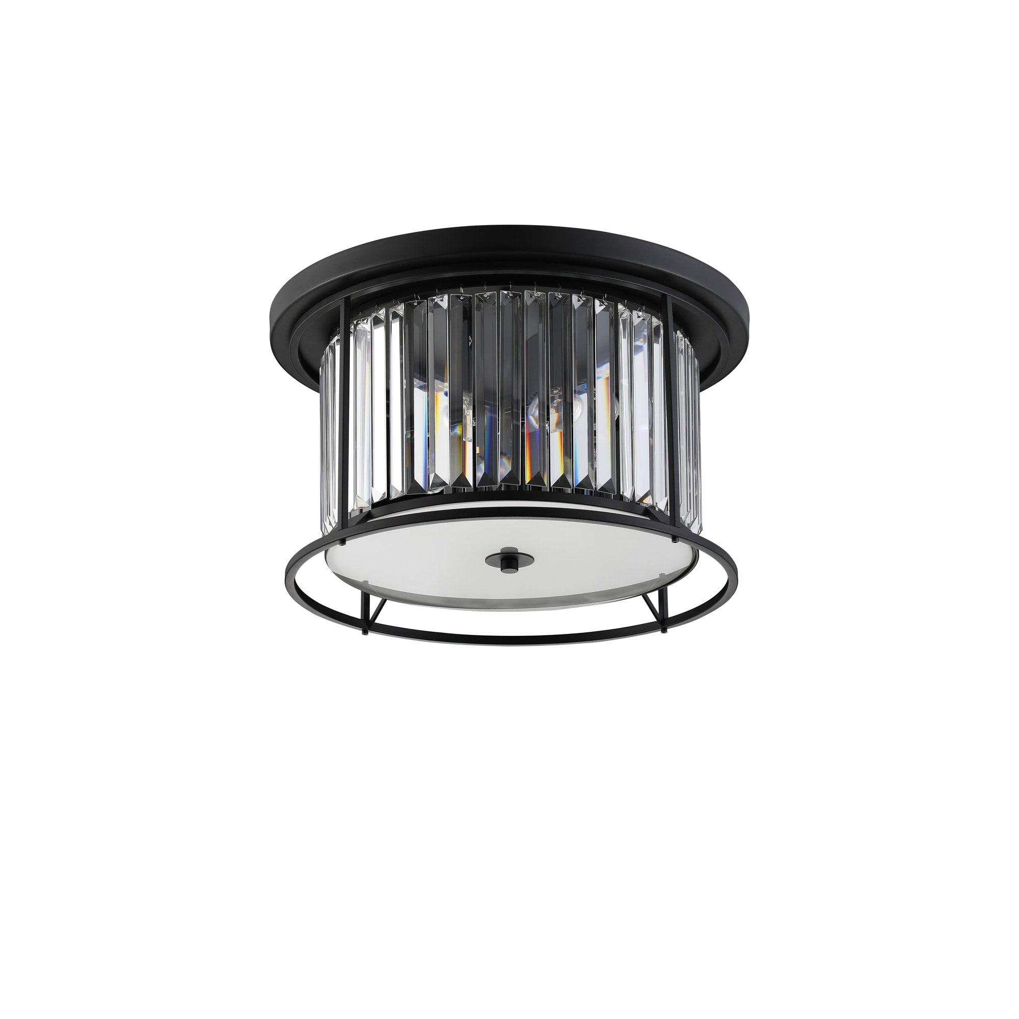 Fabula Oakhurst 4 Light Flush Light - Satin Black & Clear Glass