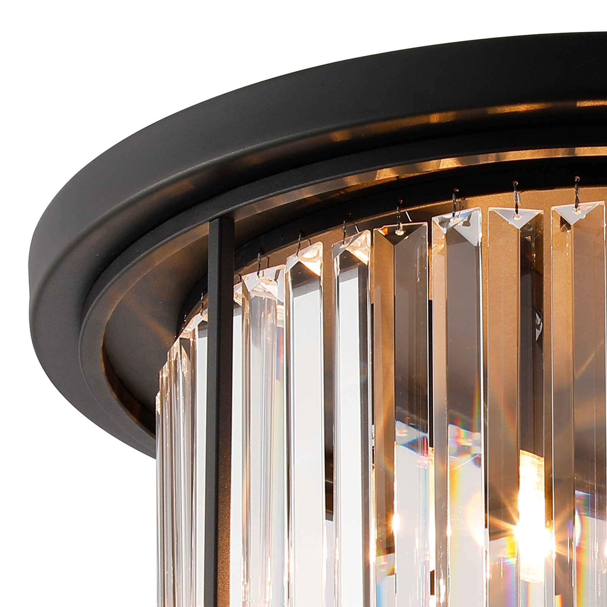Fabula Oakhurst 4 Light Flush Light - Satin Black & Clear Glass