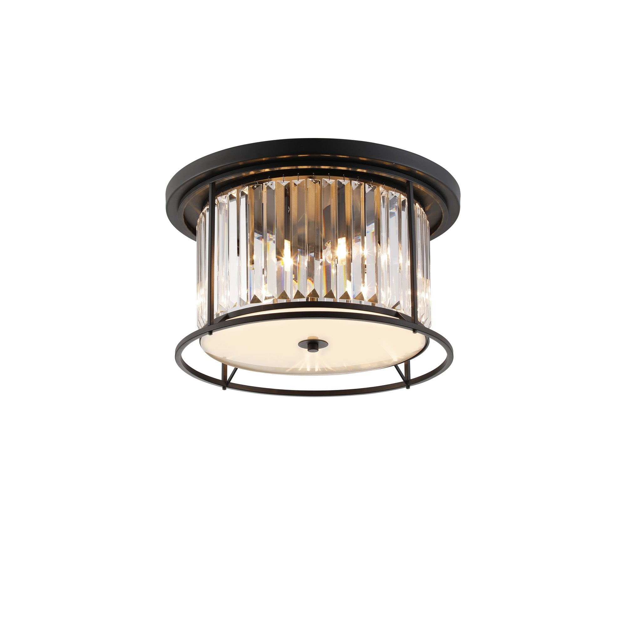 Fabula Oakhurst 4 Light Flush Light - Satin Black & Clear Glass
