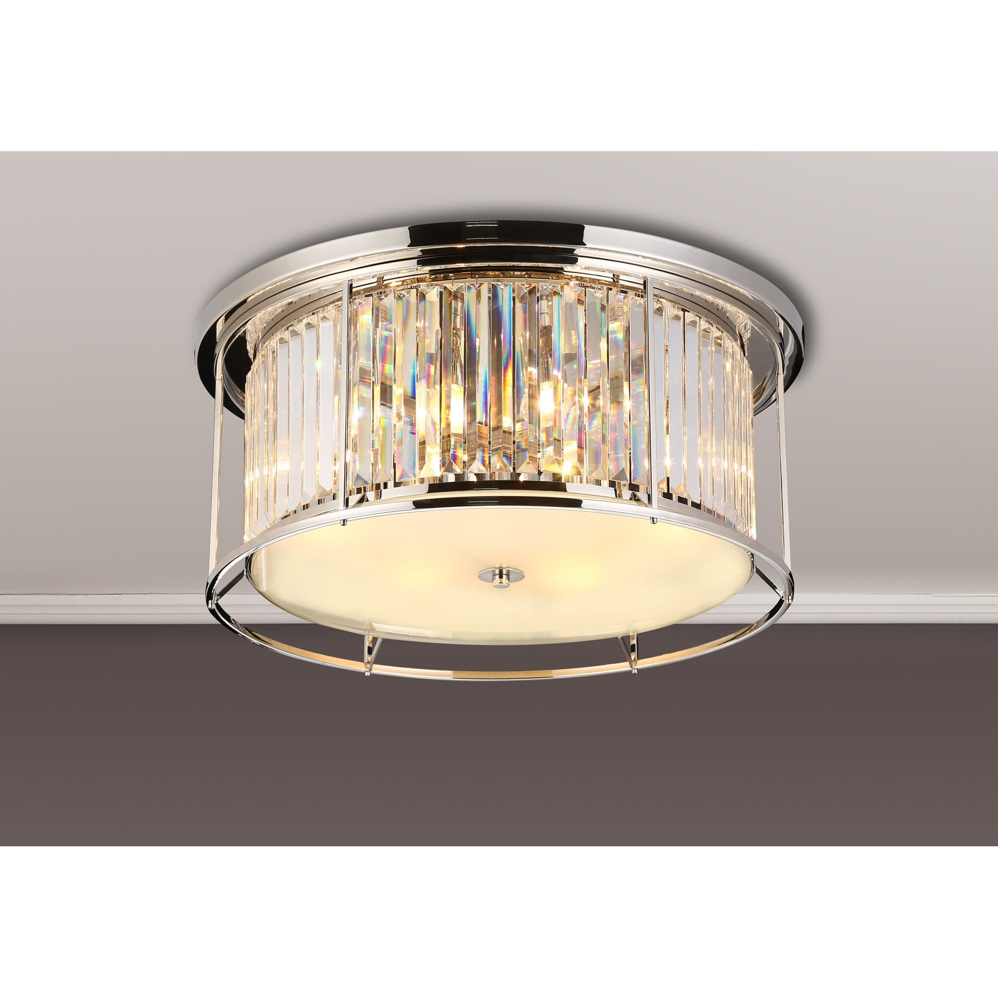 Fabula Oakhurst 6 Light Flush Light - Polished Nickel & Clear Glass