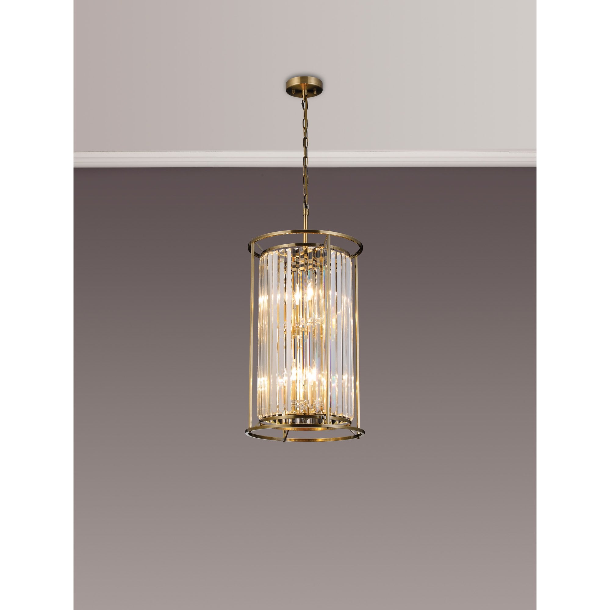 Fabula Oakhurst 6 Light Pendant - Antique Brass & Clear Glass