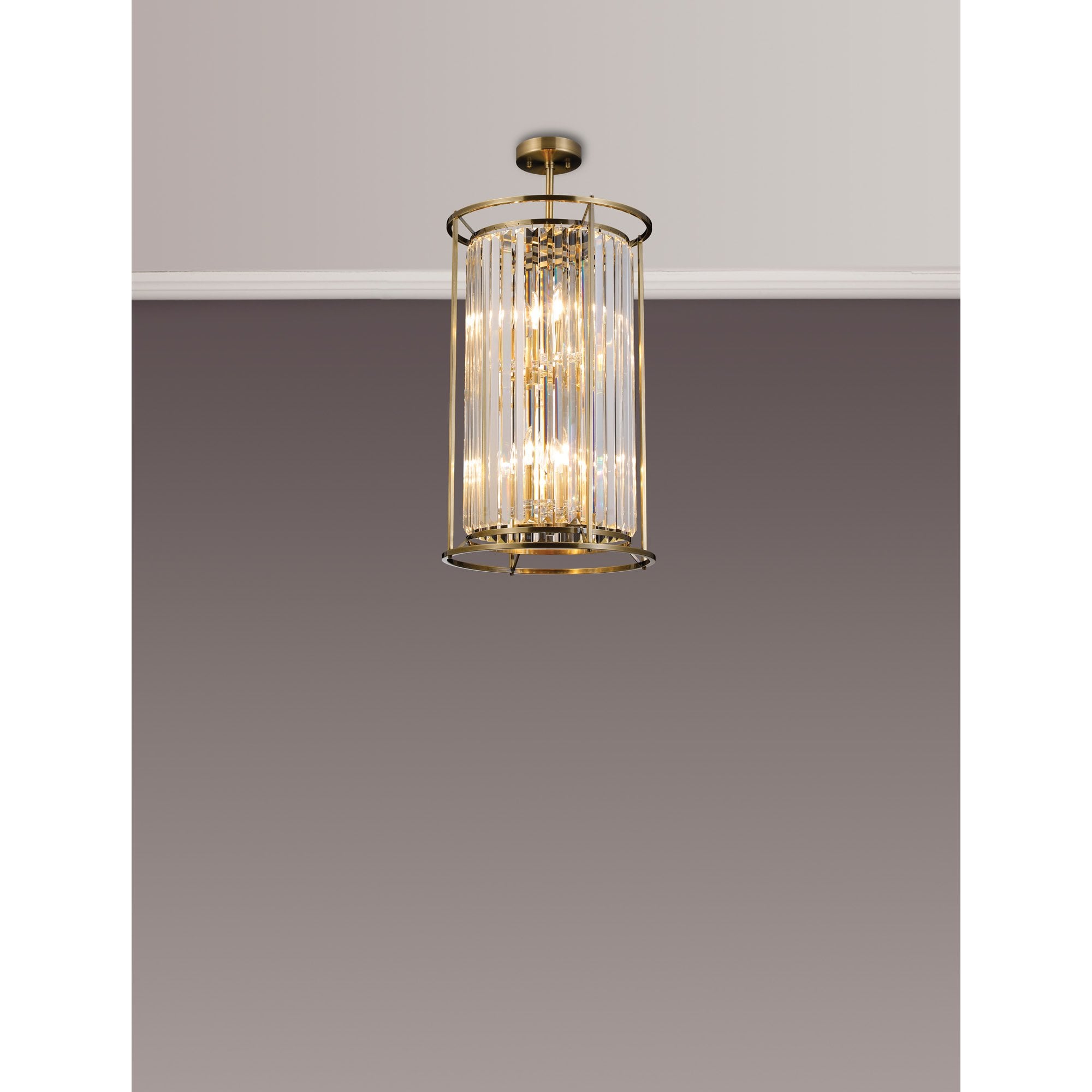 Fabula Oakhurst 6 Light Pendant - Antique Brass & Clear Glass