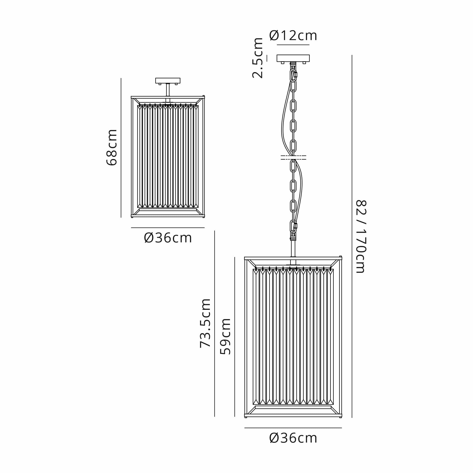 Fabula Oakhurst 6 Light Pendant - Satin Black & Clear Glass