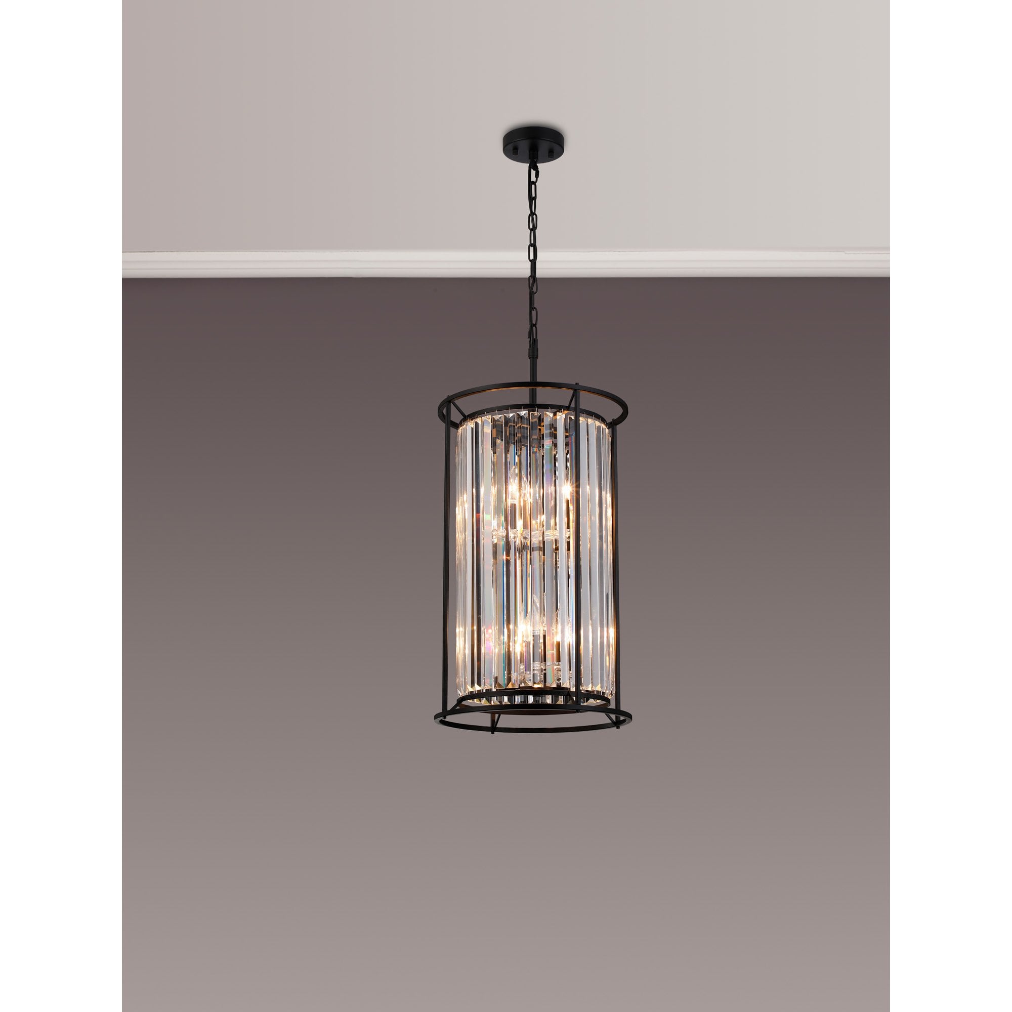 Fabula Oakhurst 6 Light Pendant - Satin Black & Clear Glass