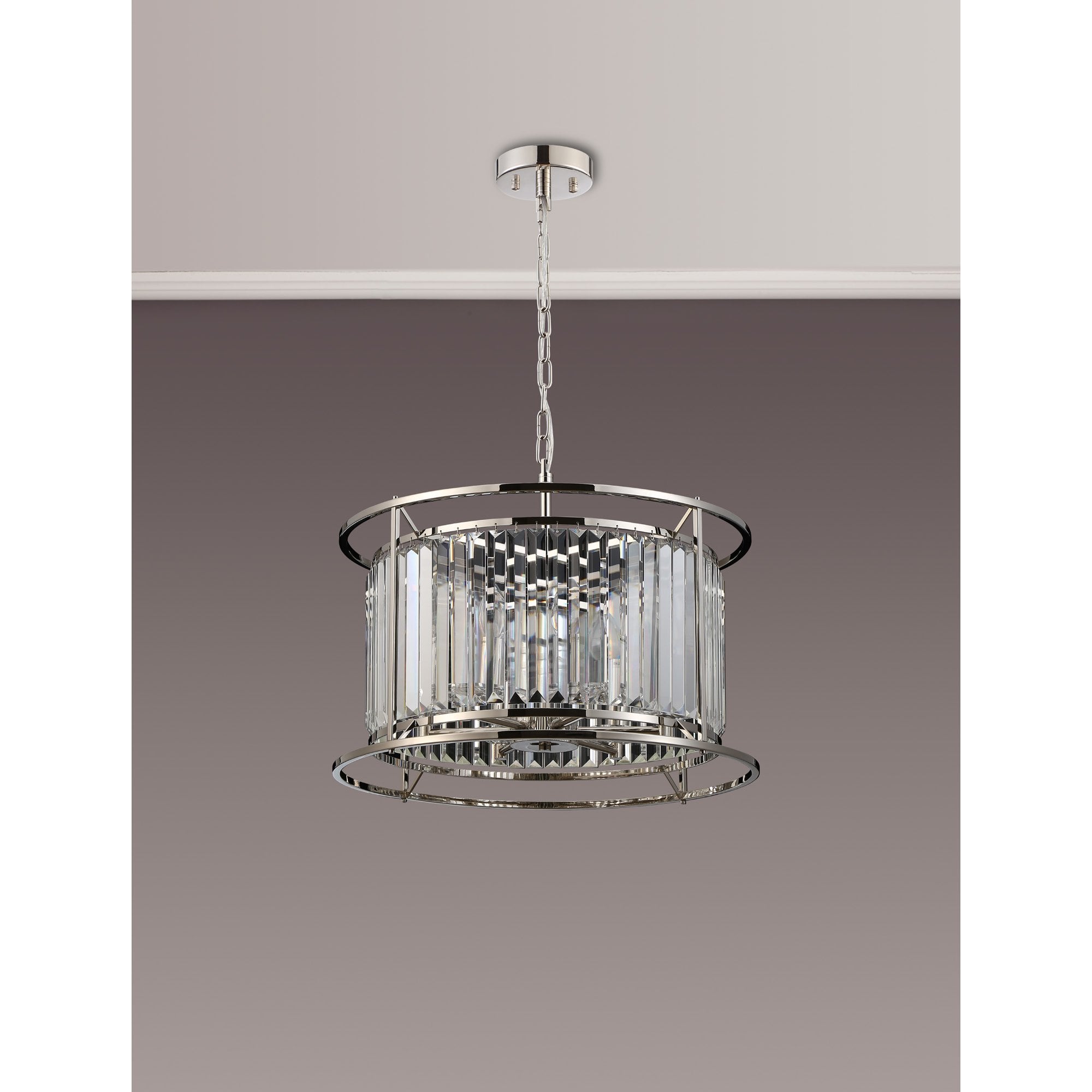Fabula Oakhurst 6 Light Pendant/Semi-Flush Light - Polished Nickel & Clear Glass