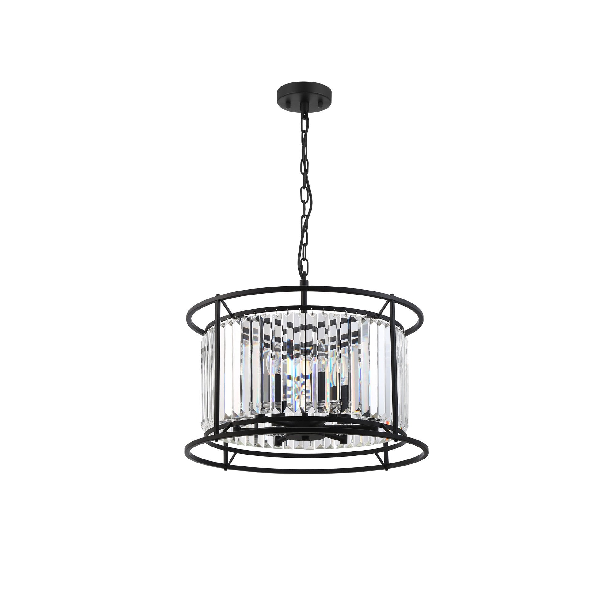 Fabula Oakhurst 6 Light Pendant/Semi-Flush Light - Satin Black & Clear Glass