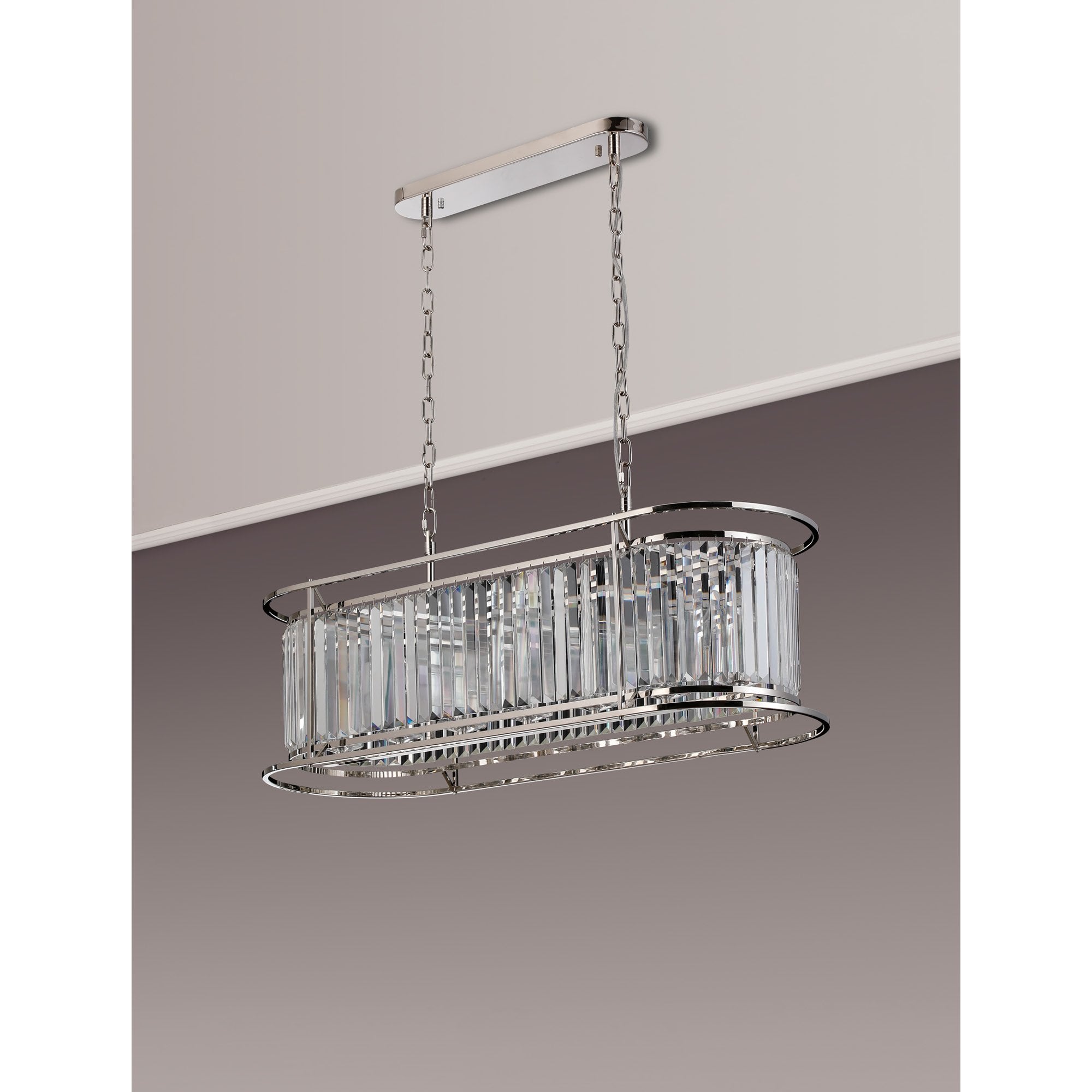 Fabula Oakhurst 7 Light Oval Pendant - Polished Nickel & Clear Glass