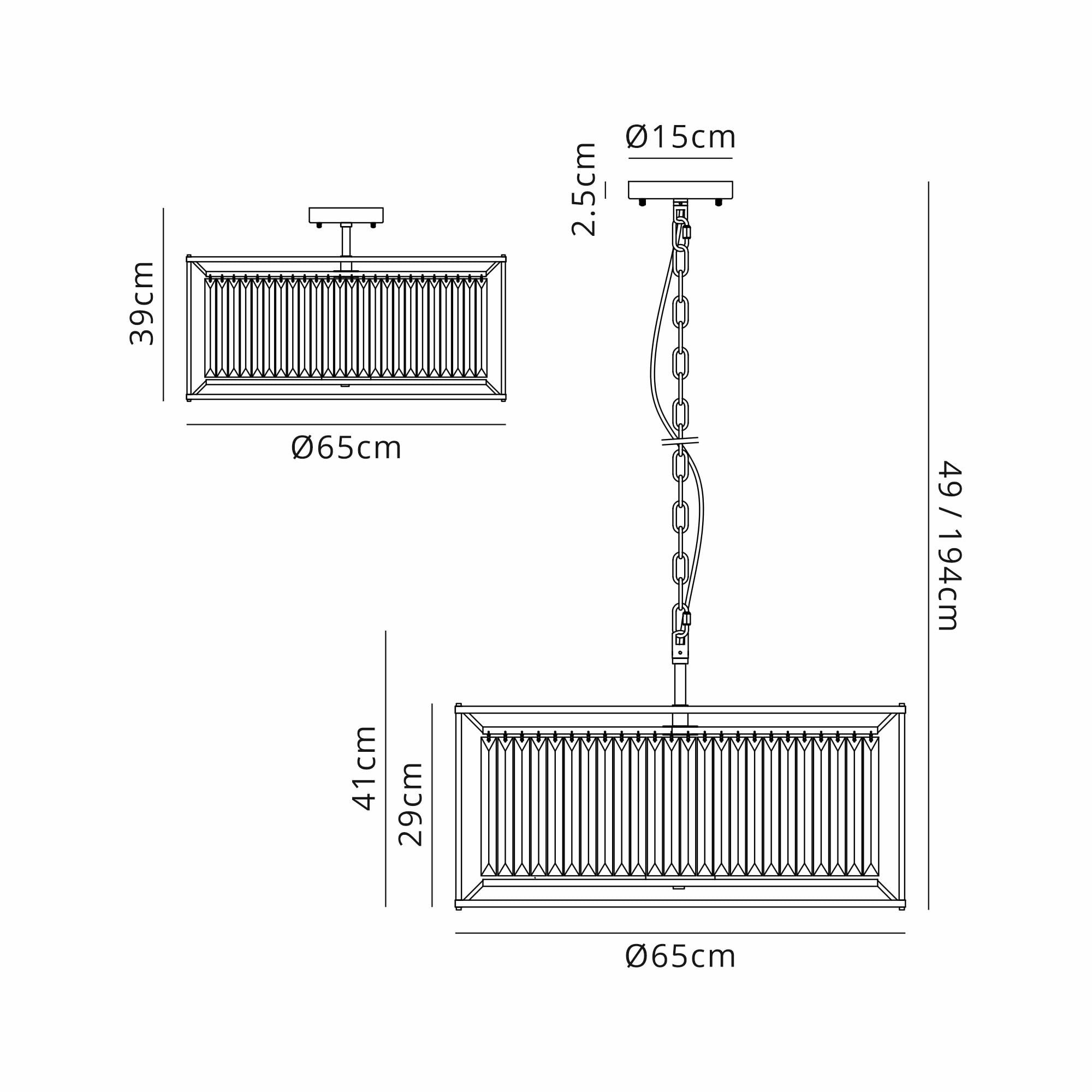 Fabula Oakhurst 8 Light Pendant/Semi-Flush Light - Antique Brass & Clear Glass