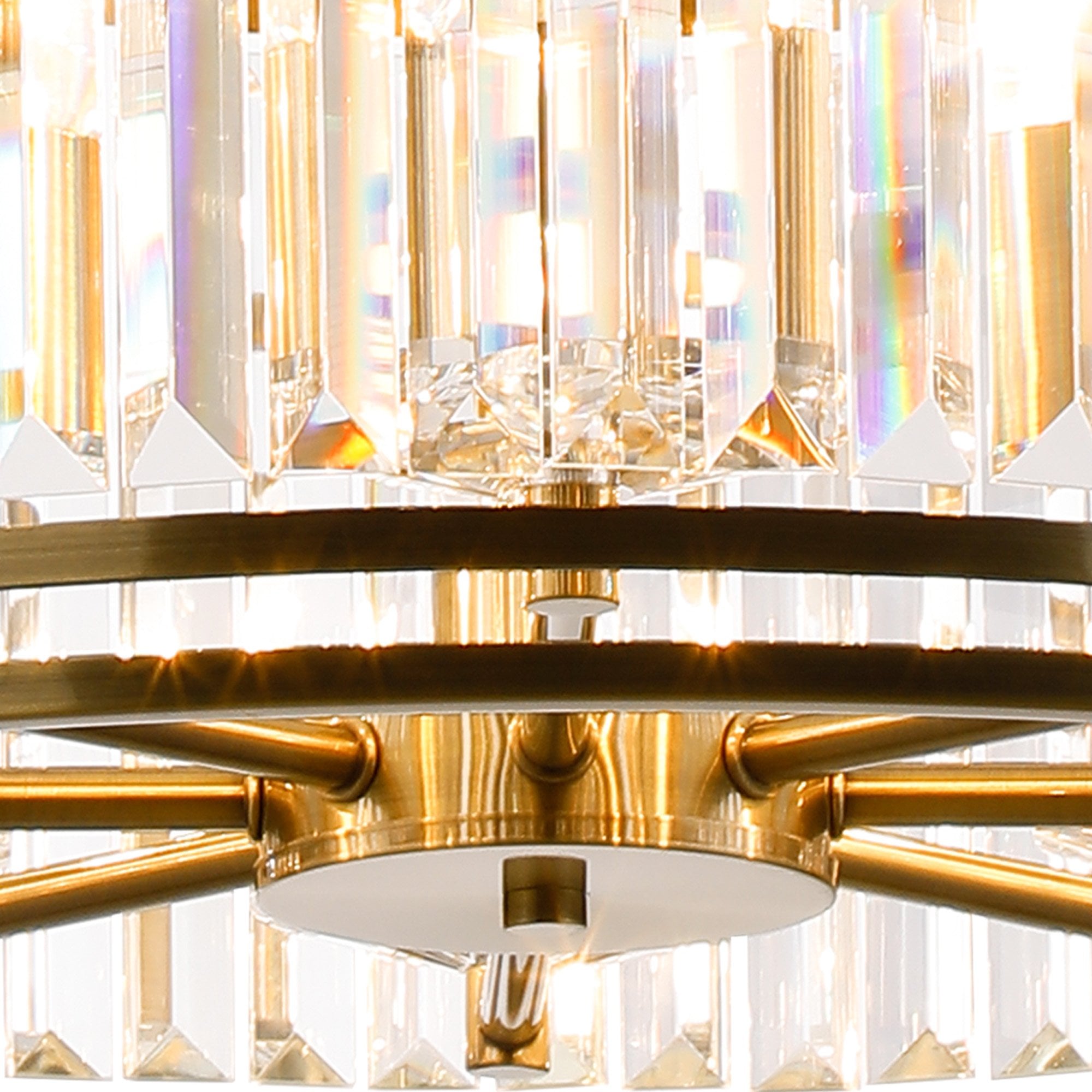 Fabula Oakhurst 8 Light Pendant/Semi-Flush Light - Antique Brass & Clear Glass