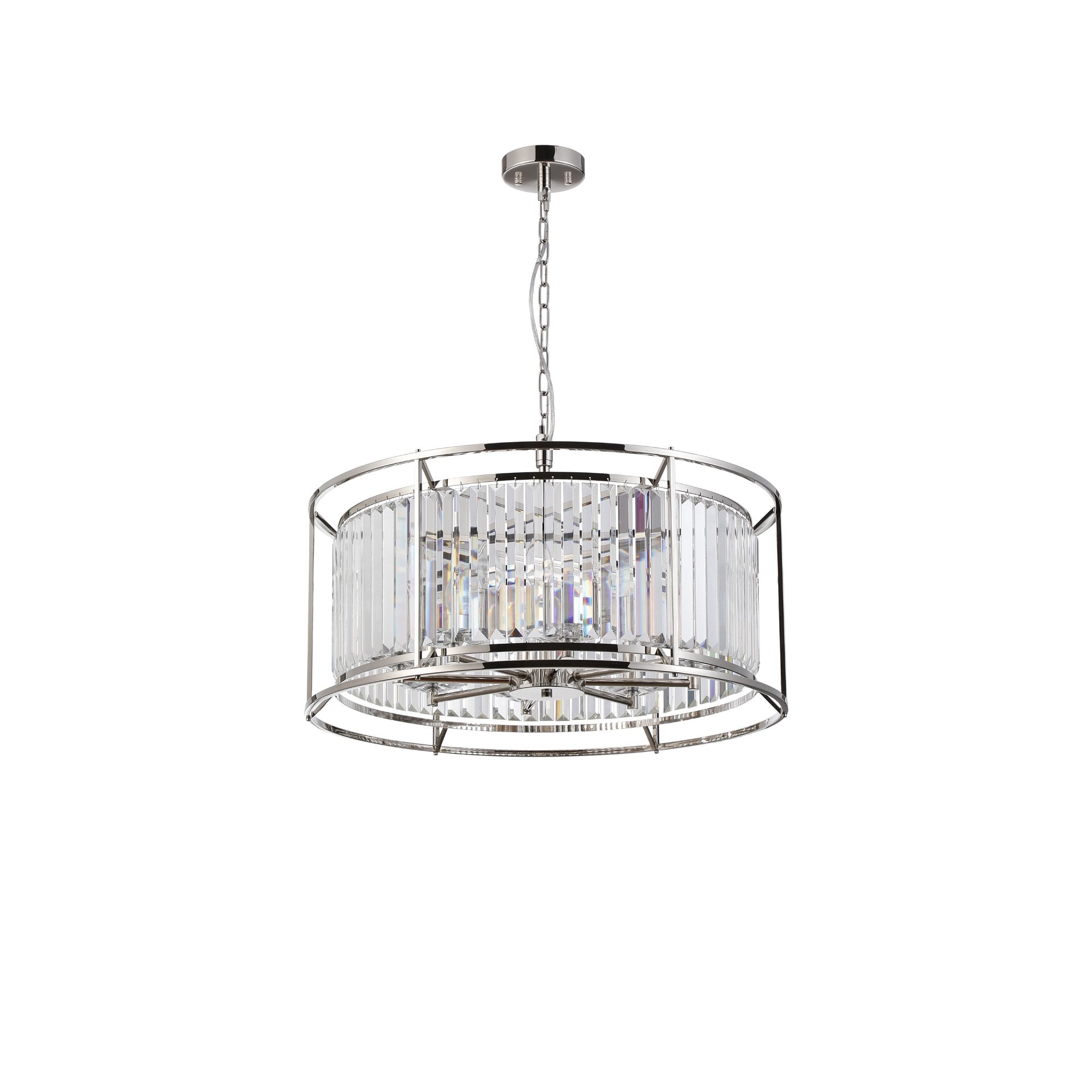 Fabula Oakhurst 8 Light Pendant/Semi-Flush Light - Polished Nickel & Clear Glass