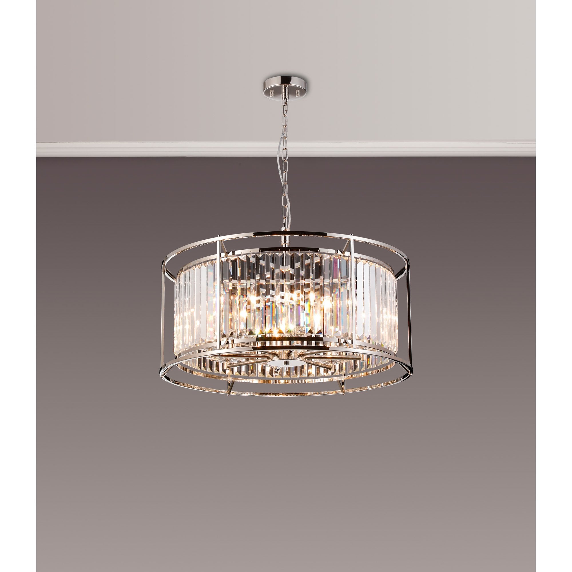 Fabula Oakhurst 8 Light Pendant/Semi-Flush Light - Polished Nickel & Clear Glass