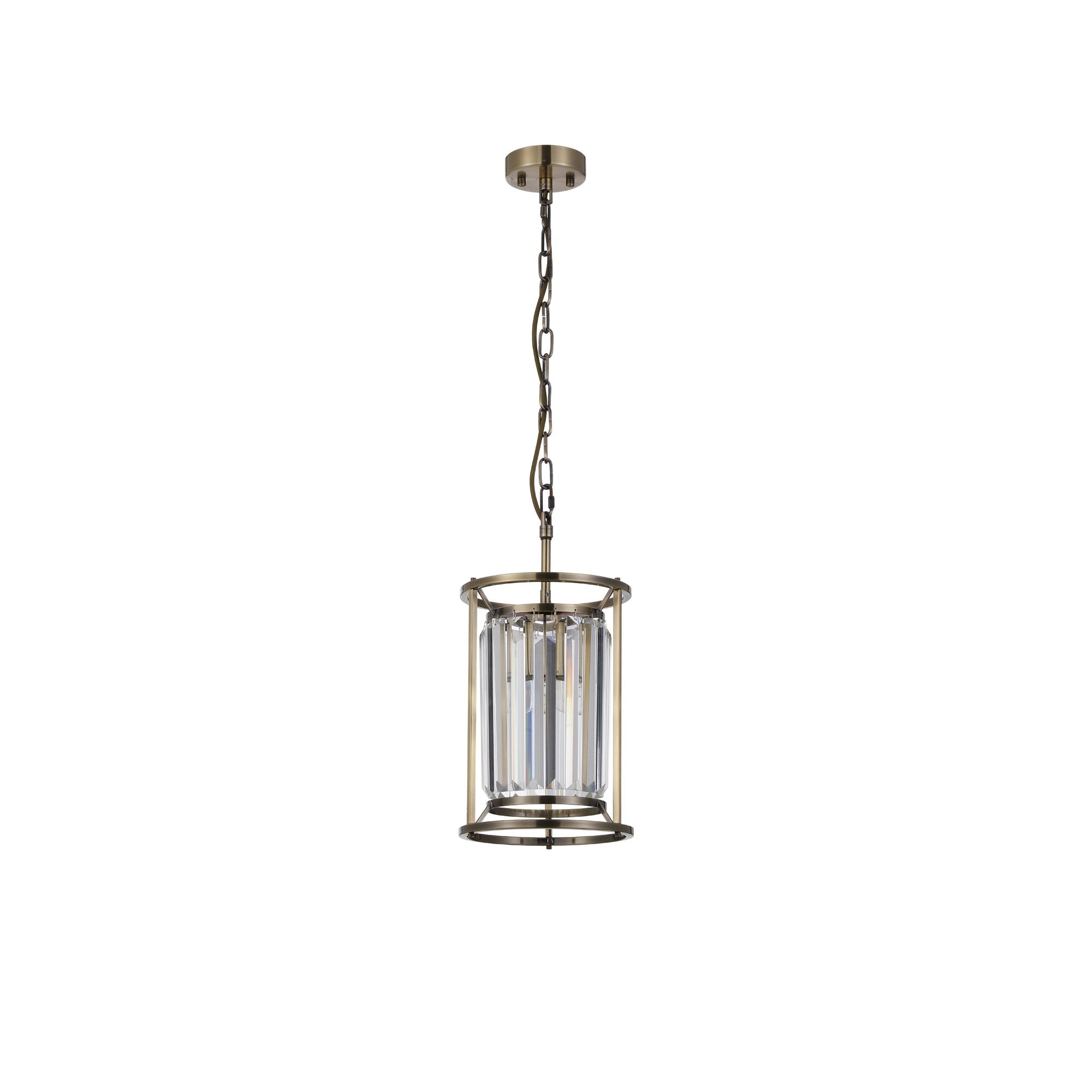 Fabula Oakhurst Single Pendant - Antique Brass & Clear Glass