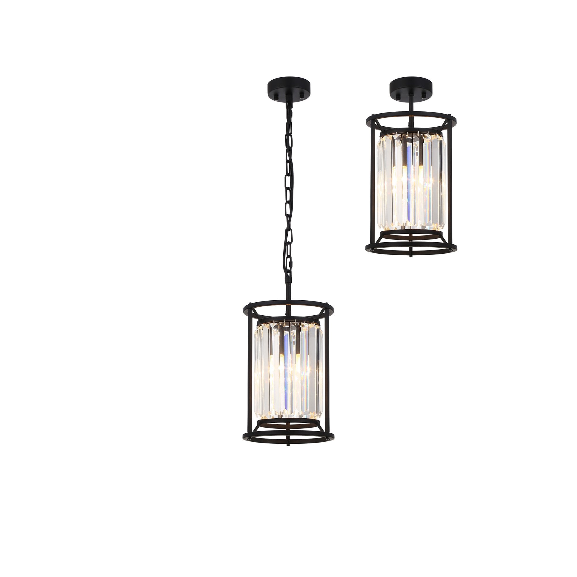 Fabula Oakhurst Single Pendant - Satin Black & Clear Glass