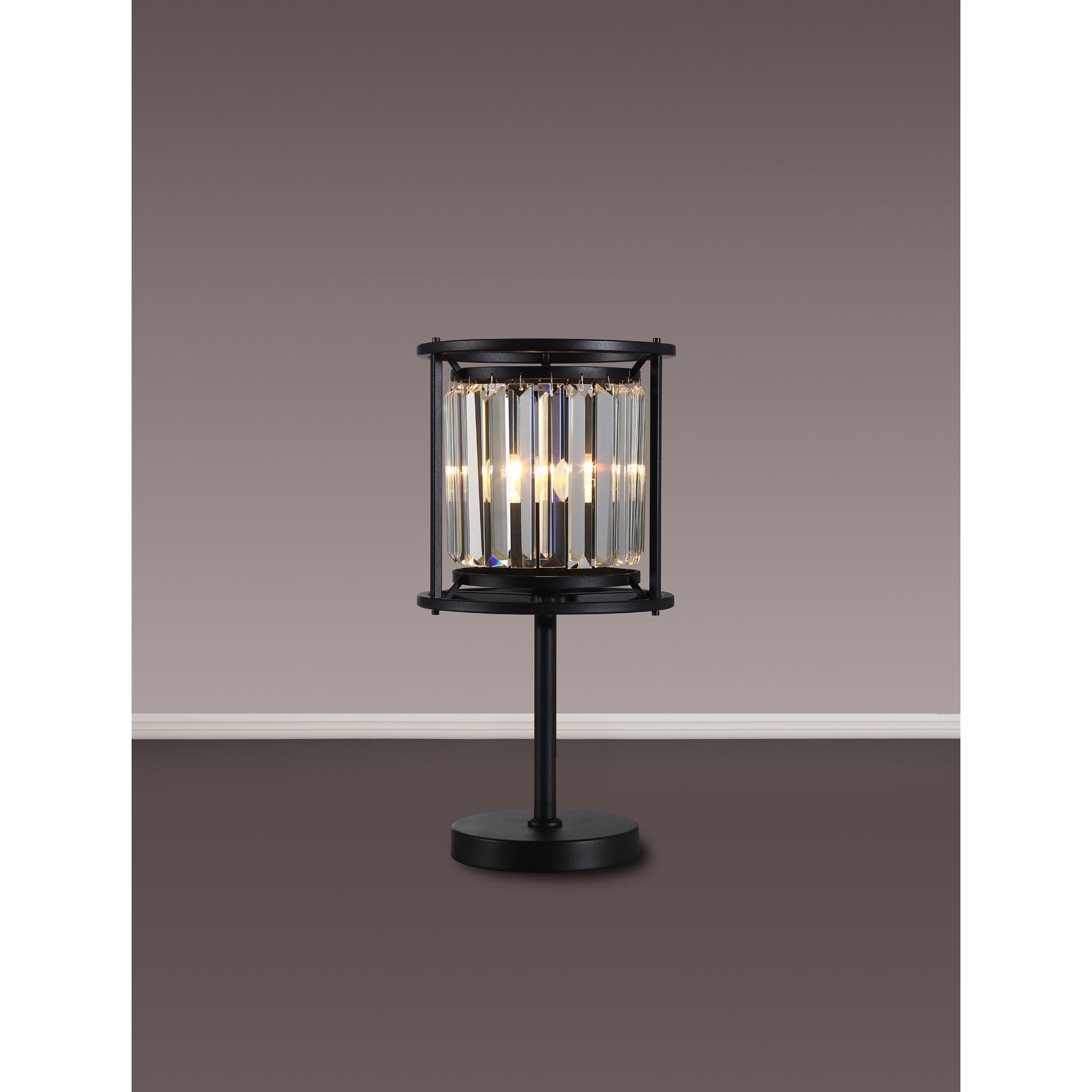 Fabula Oakhurst Single Table Lamp - Satin Black & Clear Glass