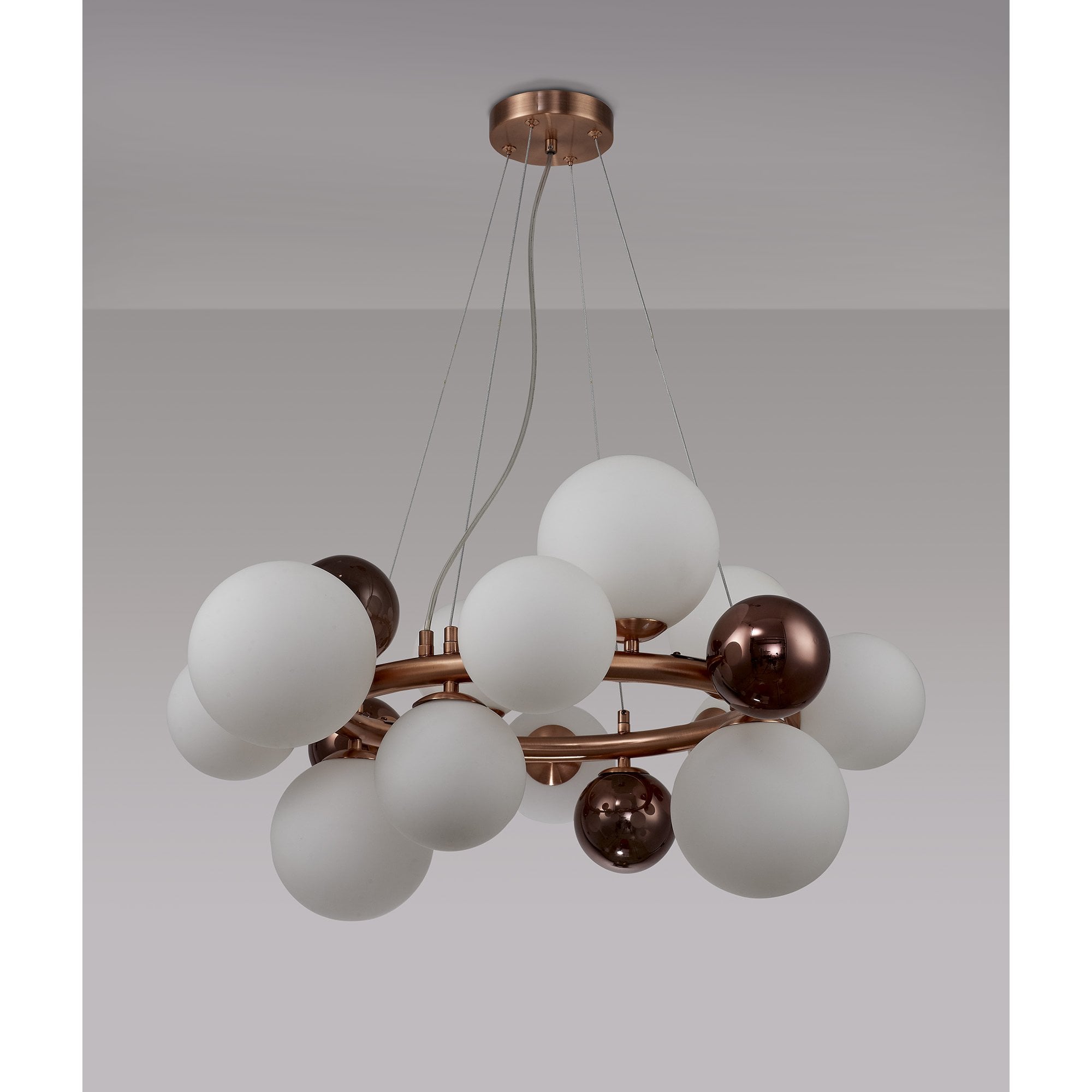 Fabula Roding 12 Light Circular Pendant - Copper, Opal & Copper Glass