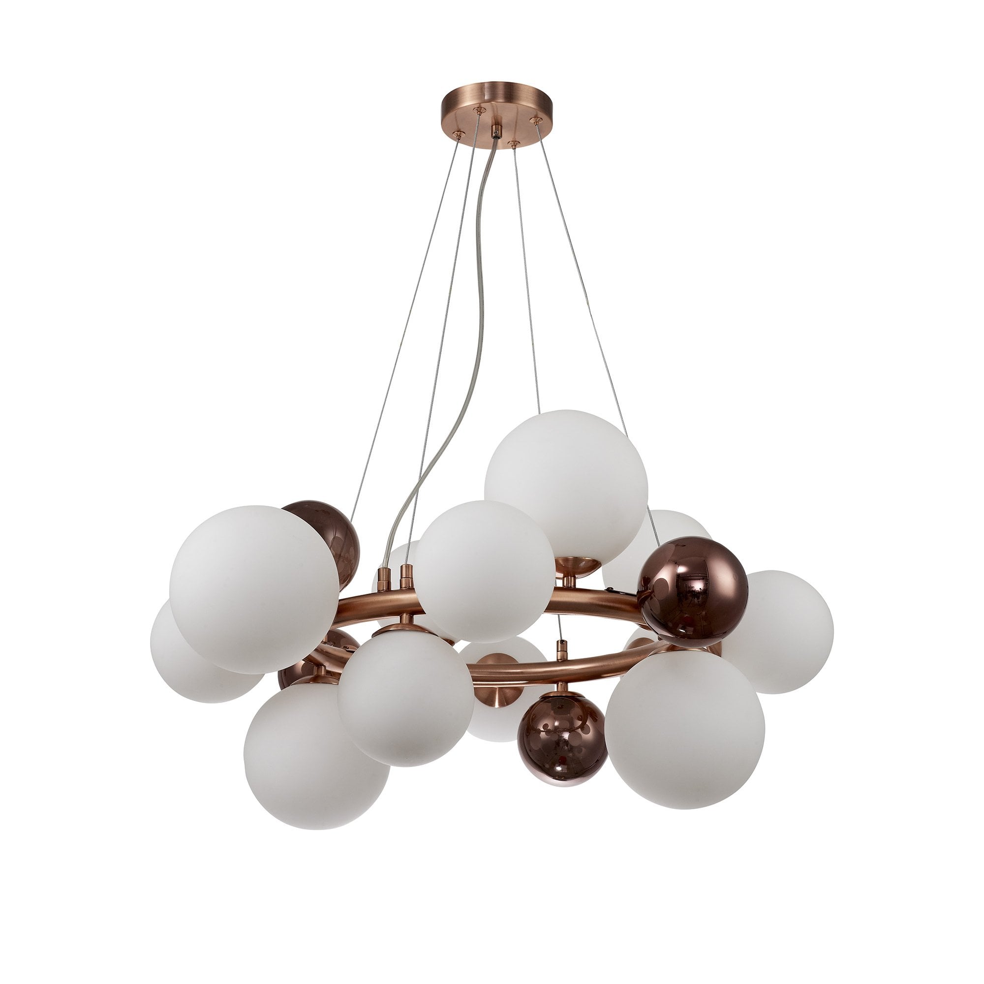 Fabula Roding 12 Light Circular Pendant - Copper, Opal & Copper Glass