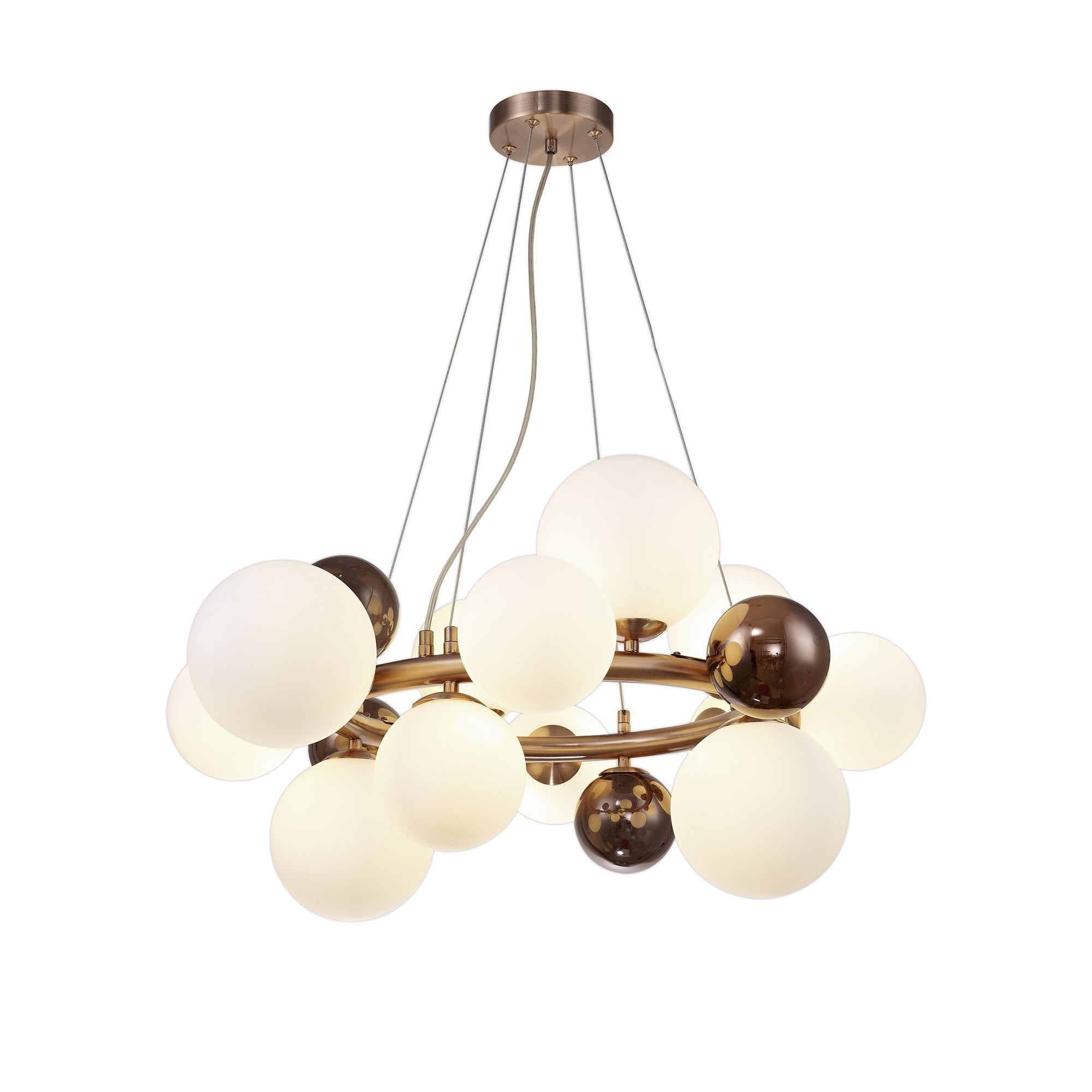 Fabula Roding 12 Light Circular Pendant - Copper, Opal & Copper Glass