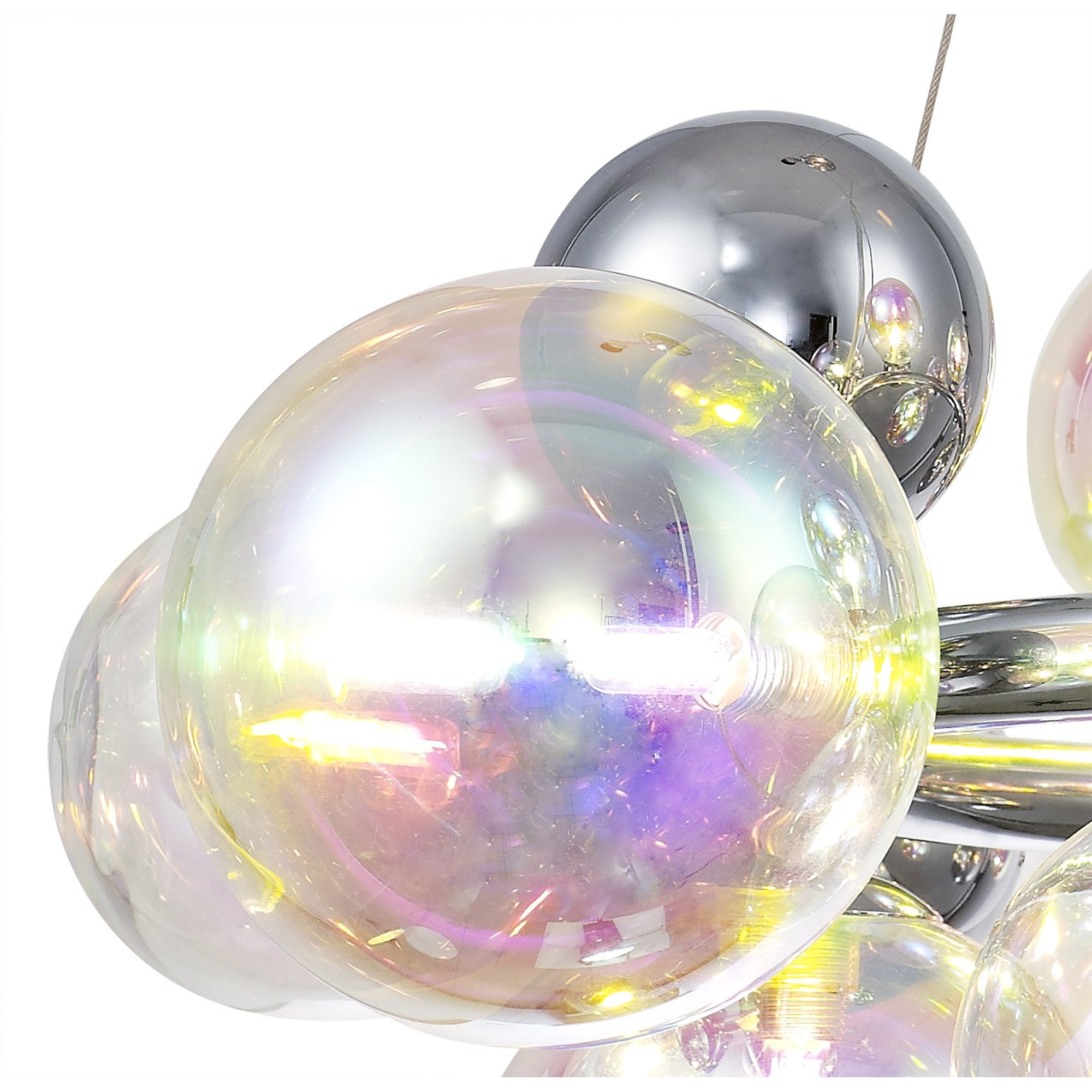 Fabula Roding 12 Light Circular Pendant - Polished Chrome & Iridescent Glass