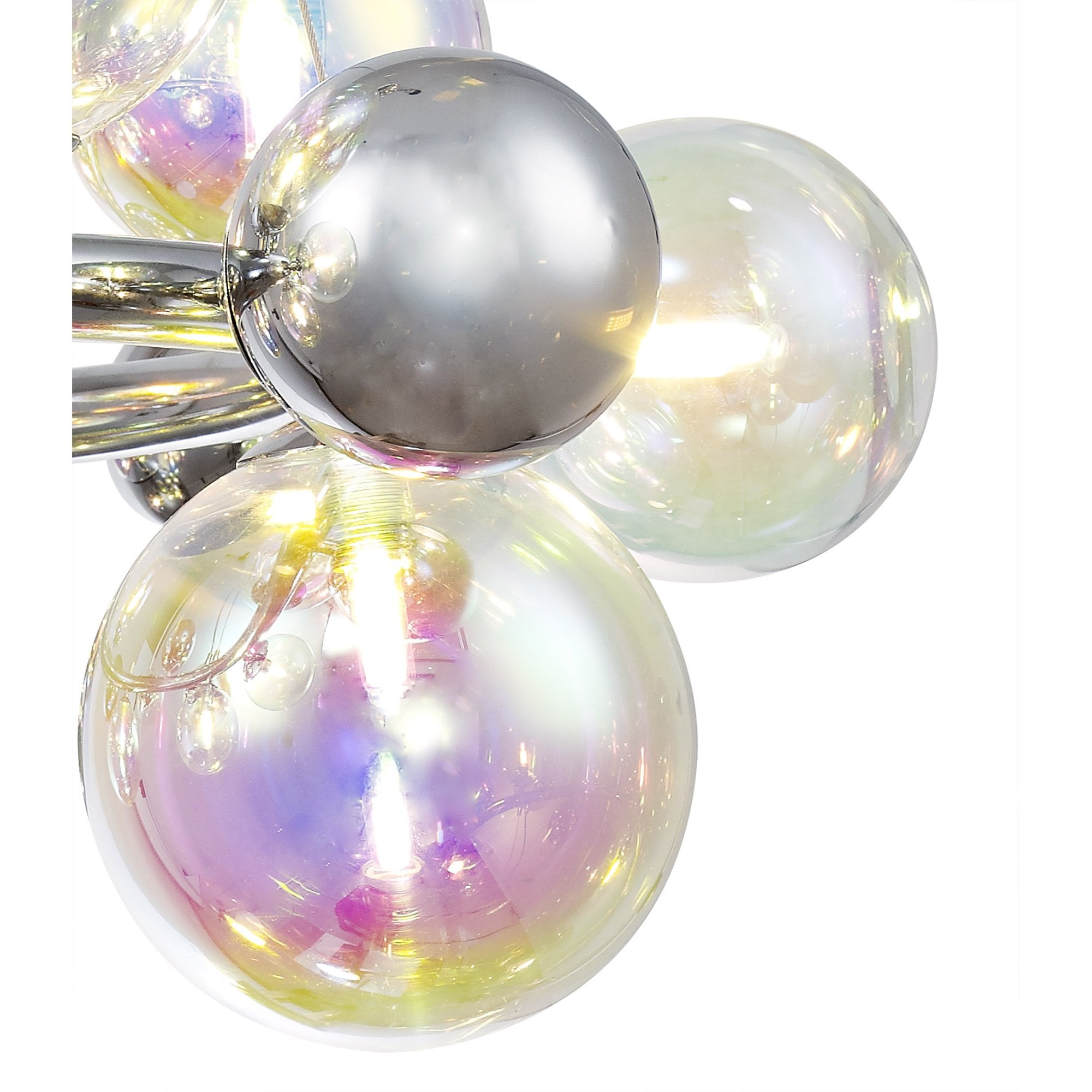 Fabula Roding 12 Light Circular Pendant - Polished Chrome & Iridescent Glass